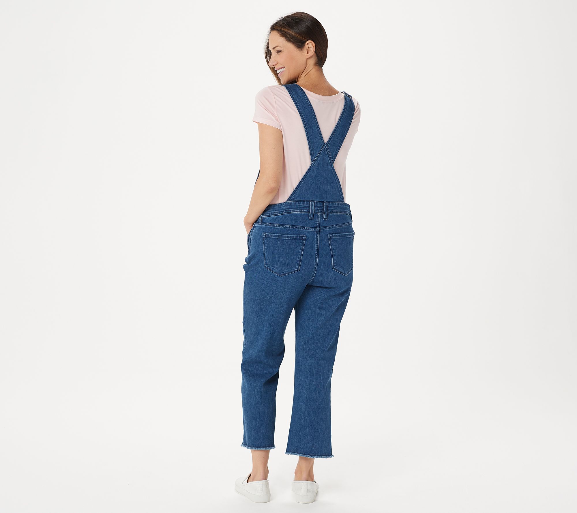 "As Is" Martha Stewart Cropped Denim Overalls with Frayed Hem