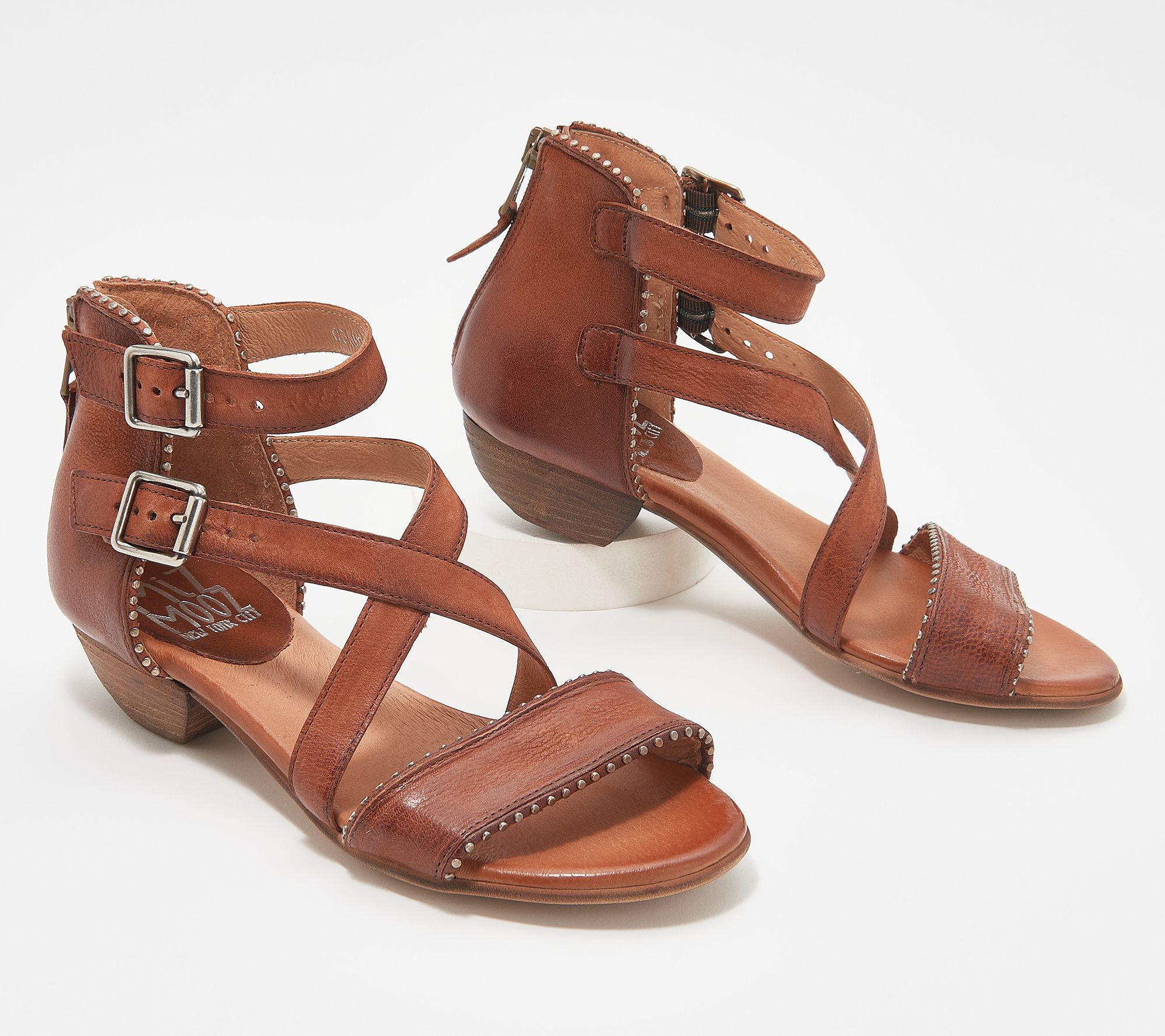 Miz Mooz Leather Studded Sandals - Cosmo - QVC.com