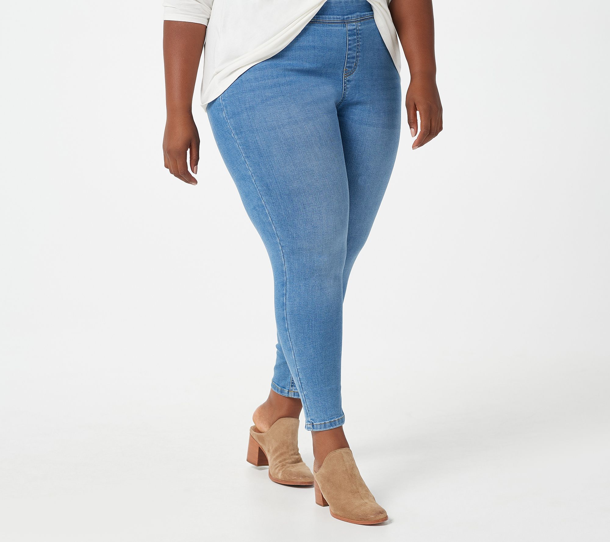 "As Is" Denim & Co. Easy Stretch Petite Pull-On Jeggings