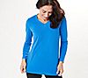 Attitudes by Renee Washed Cotton Jersey V-Neck Top with Side Slits