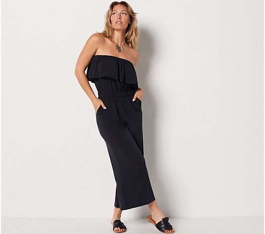 "As Is"G.I.L.I. Petite Strapless Jumpsuit with Ruffle