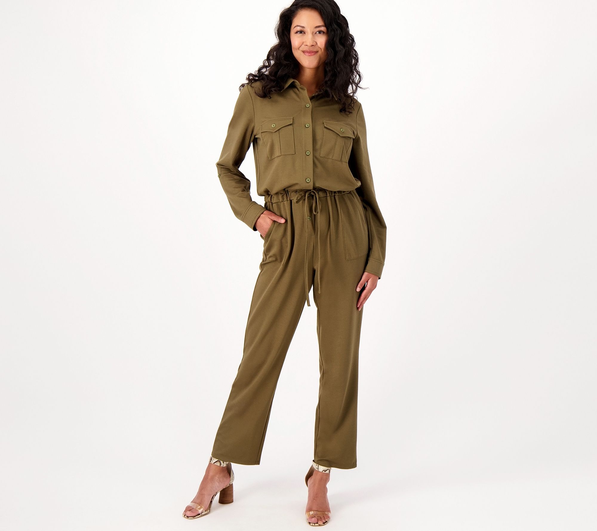 Joan Rivers Petite Pull-On Jumpsuit with Drawstring Detail - QVC.com