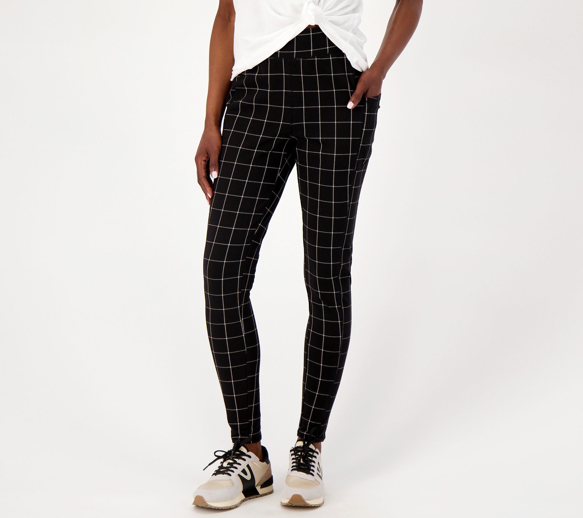Denim & Co. Active Printed or Solid Duo Stretch Pant w/ Pocket 