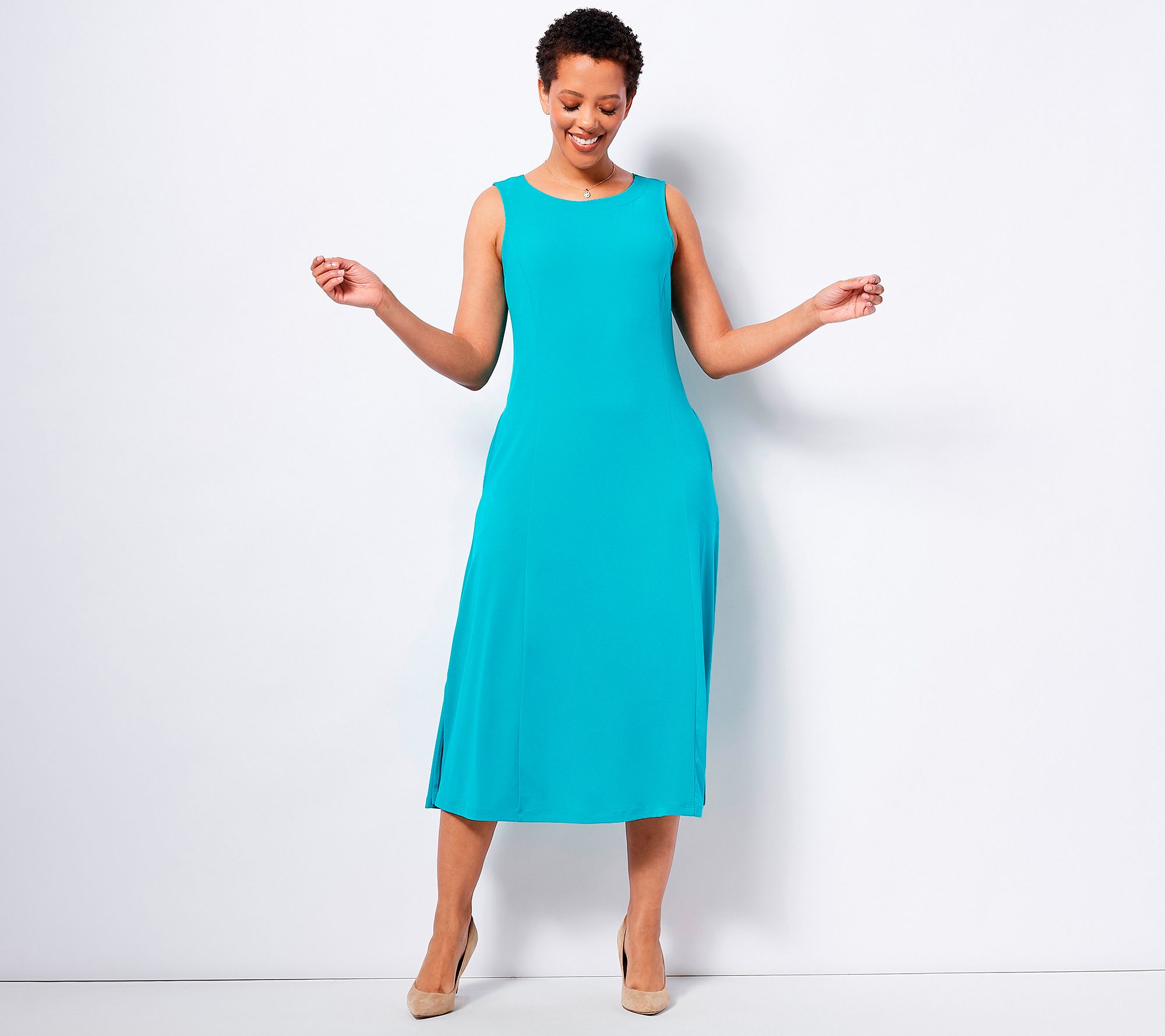 "As Is" Susan Graver Every Day Regular Liquid Knit Midi Dress