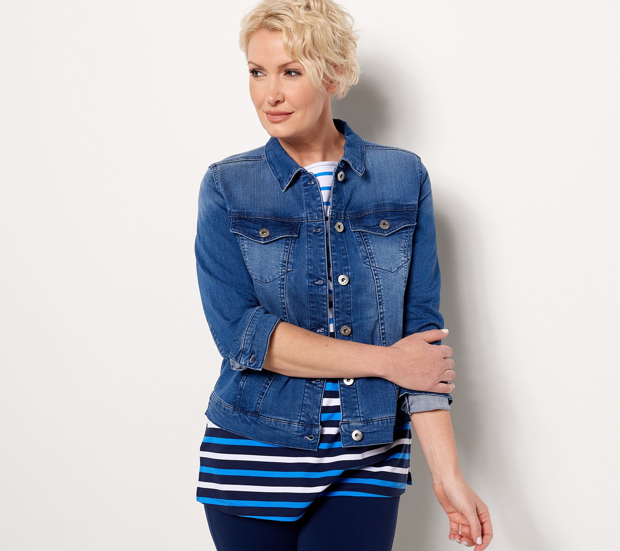 "As Is" Belle by Kim Gravel TripleLuxe Denim Classic Jean Jacket