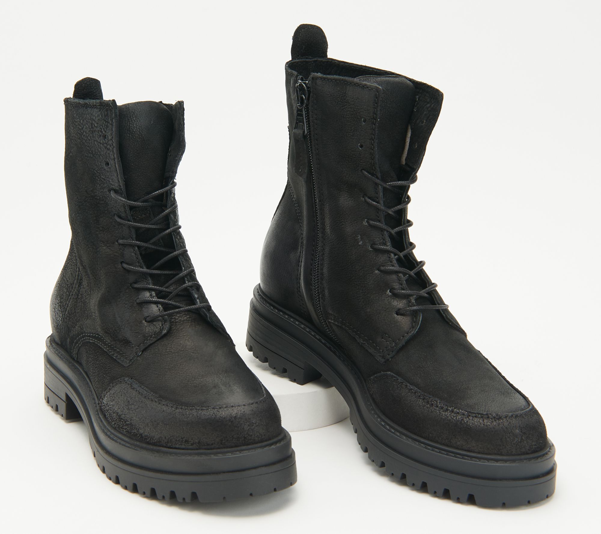 Miz Mooz Leather Zip Up Combat Boots