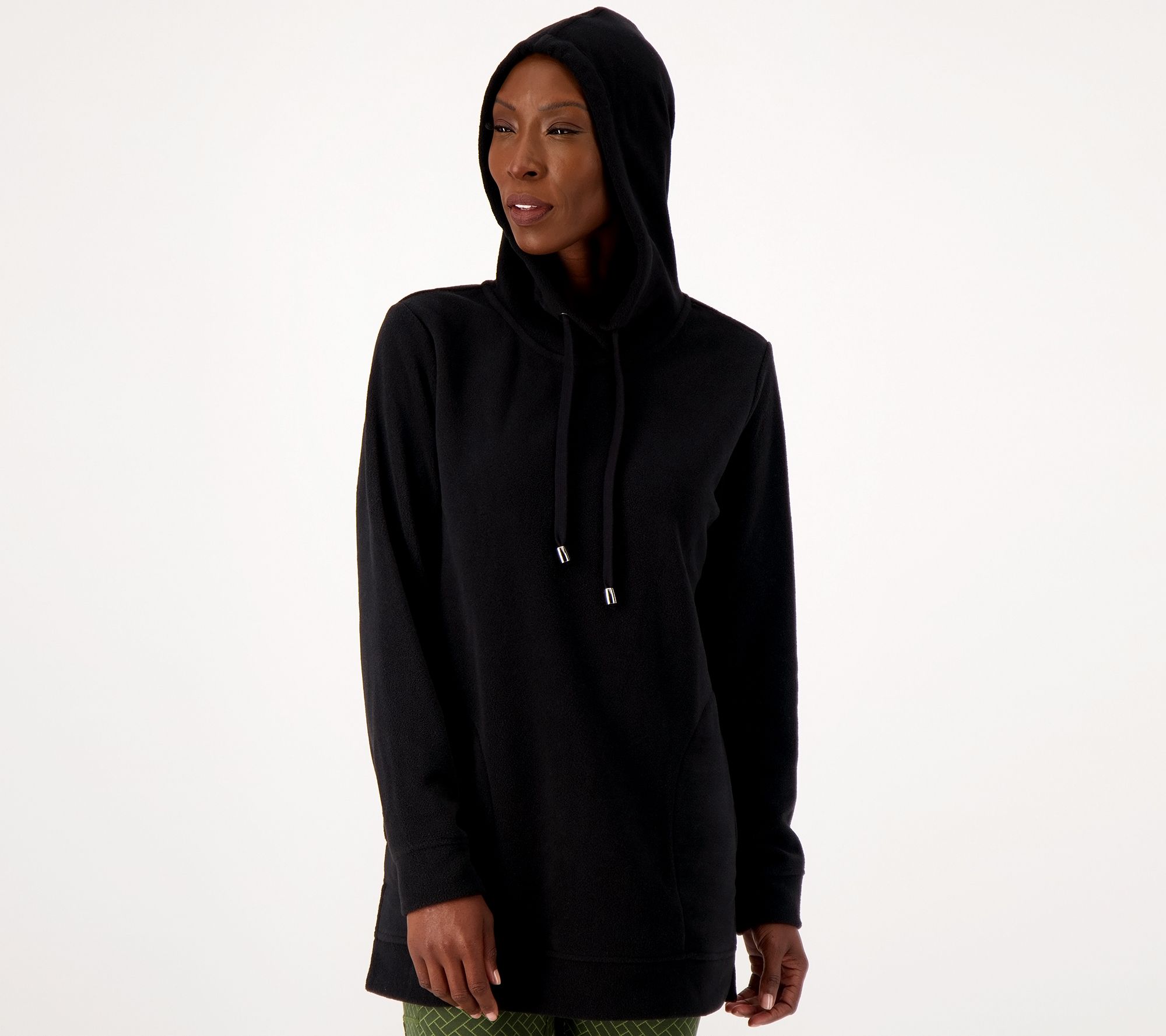 Denim & Co. Active Fleece Hooded Long Sleeve Tunic - QVC.com
