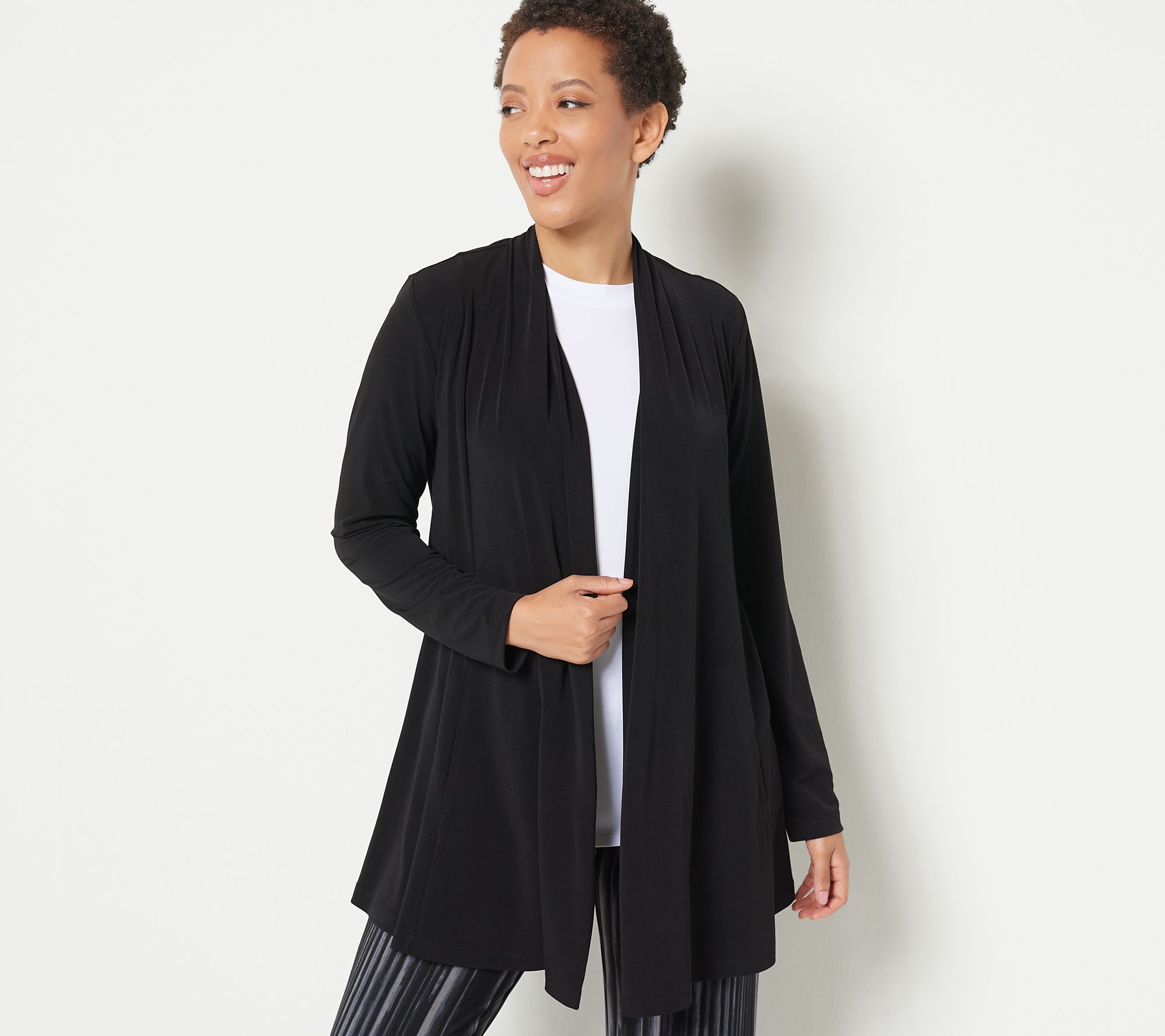 "As Is" Susan Graver Modern Essentials Regular Liquid Knit Cardigan