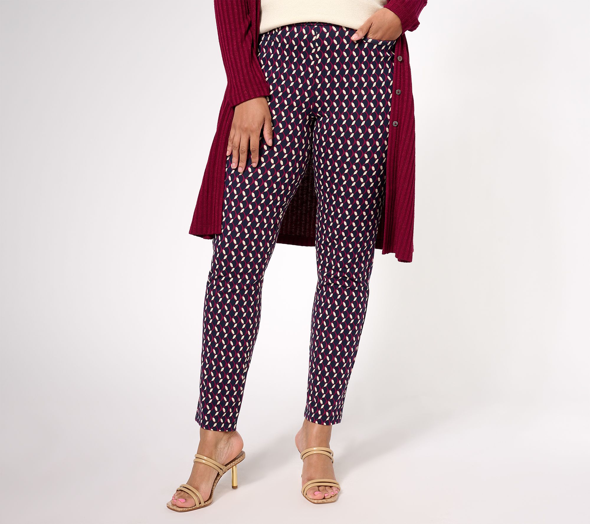 "As Is" Susan Graver Weekend Petite Printed Premium Stretch Slim Ankle Pant