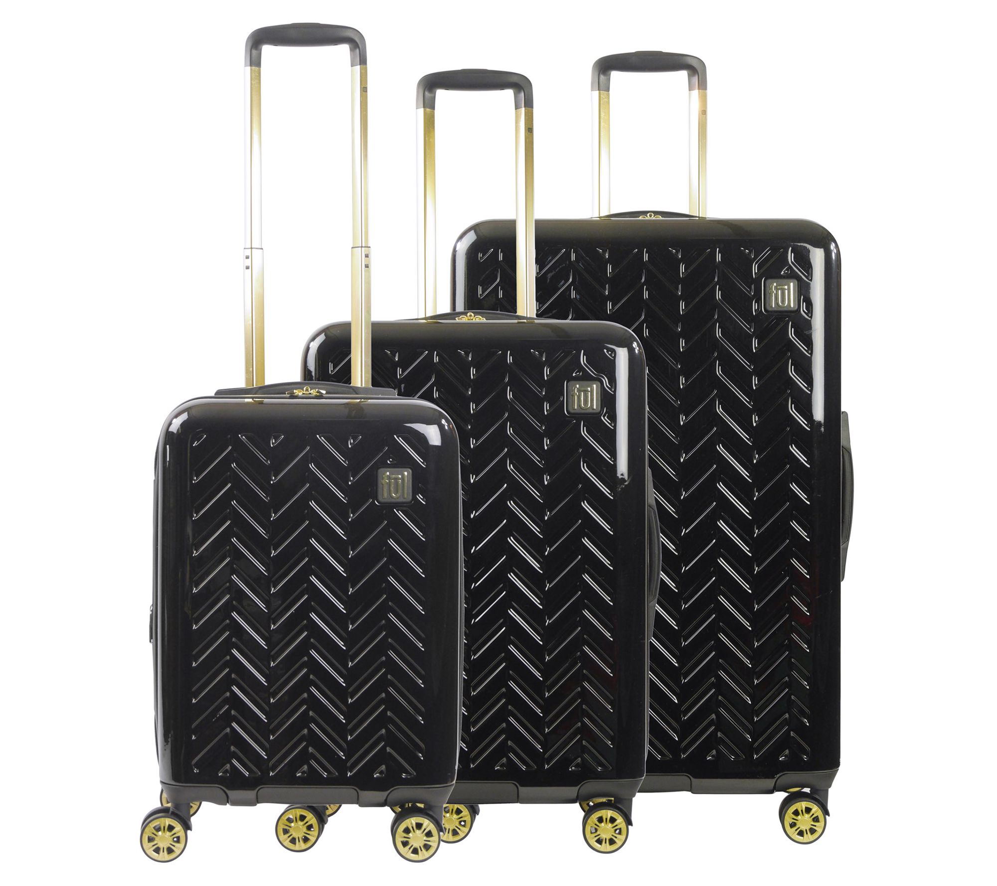 Ful Groove Hardside Spinner 3 PC Luggage Set, Black