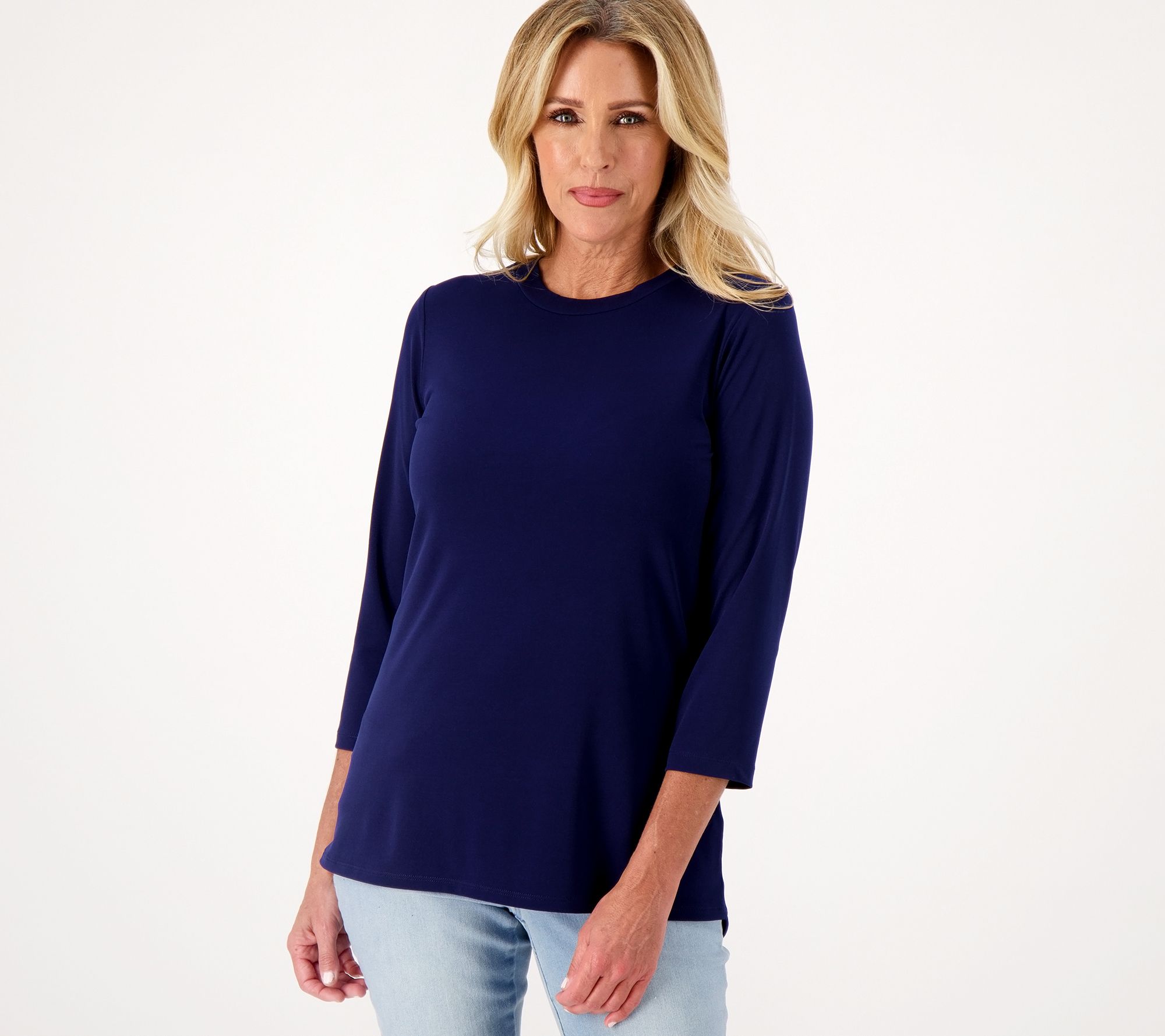 "As Is" Susan Graver Modern Essentials Reg Liquid Knit Crew Neck Top