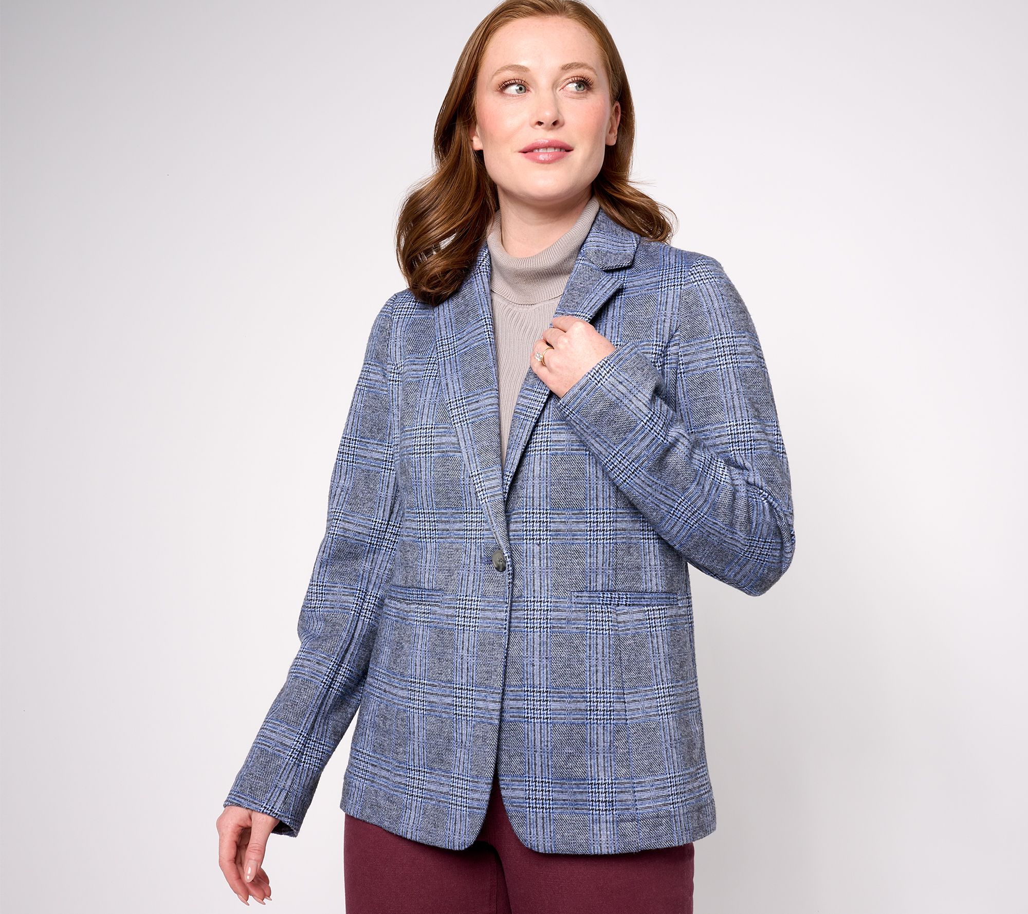 Joan Rivers Knit Glen Plaid Blazer