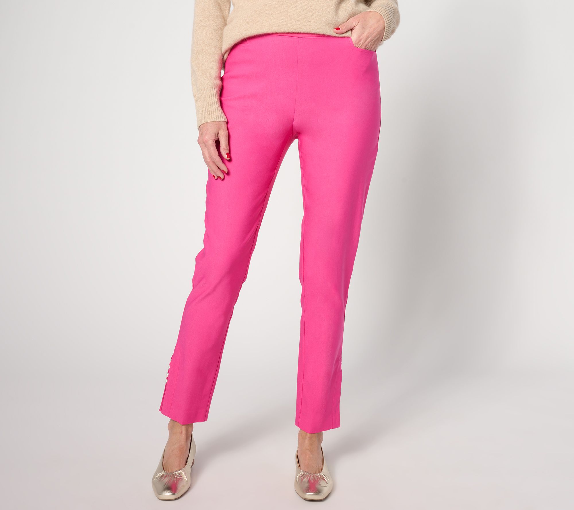 Petite Bright Pink Slim Leg Trousers