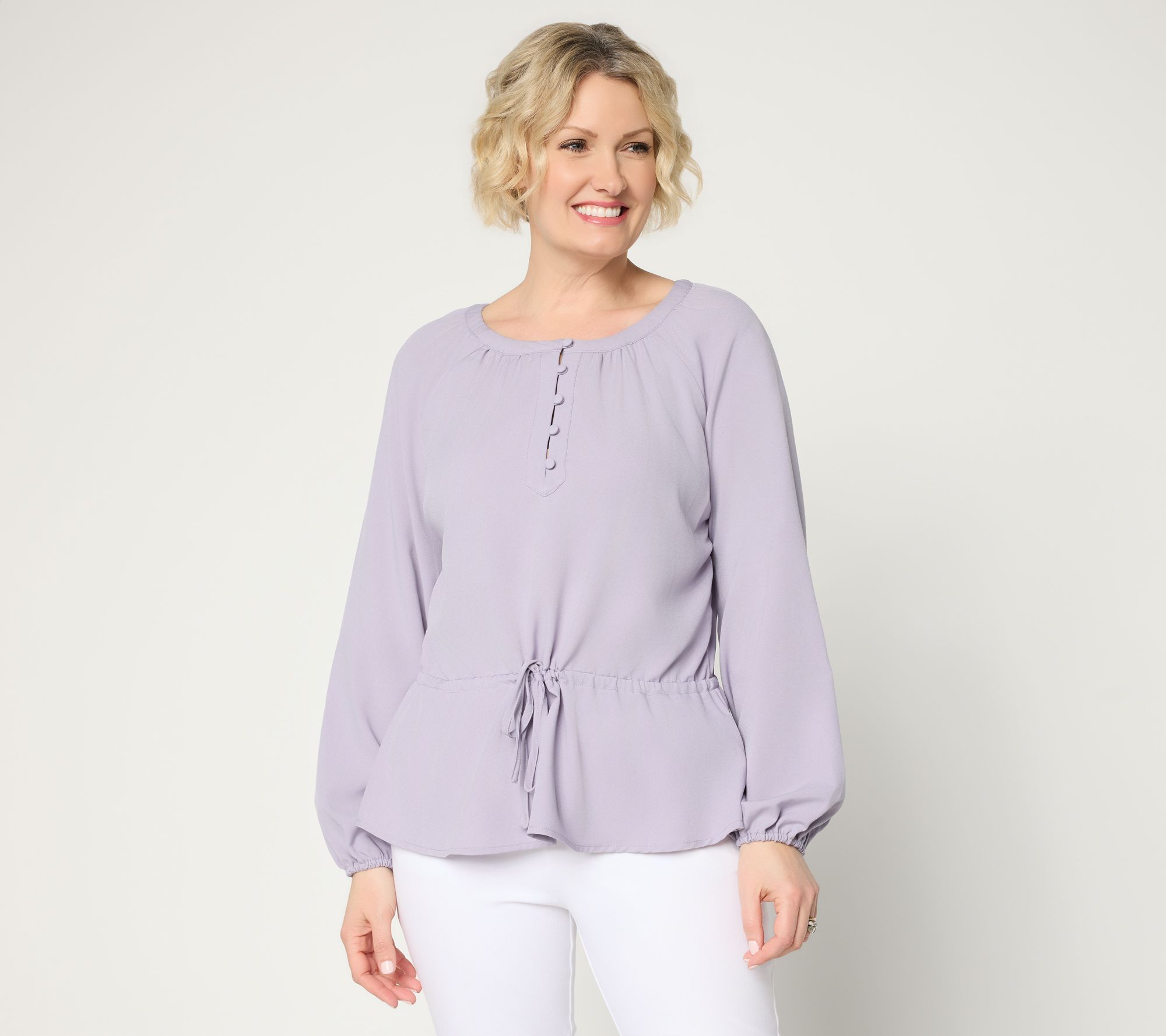 BEAUTIFUL by Lawrence Zarian Adjustable Waist Peasant Top