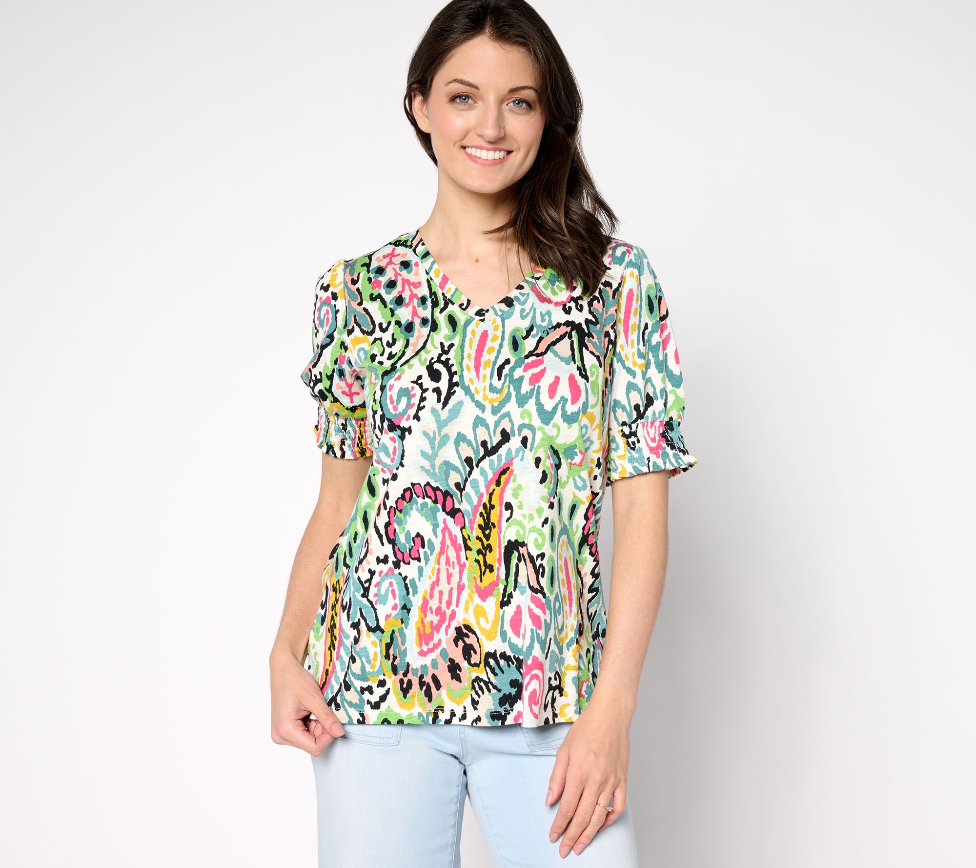 Belle by Kim Gravel Slub Knit Paisley Perfection Top