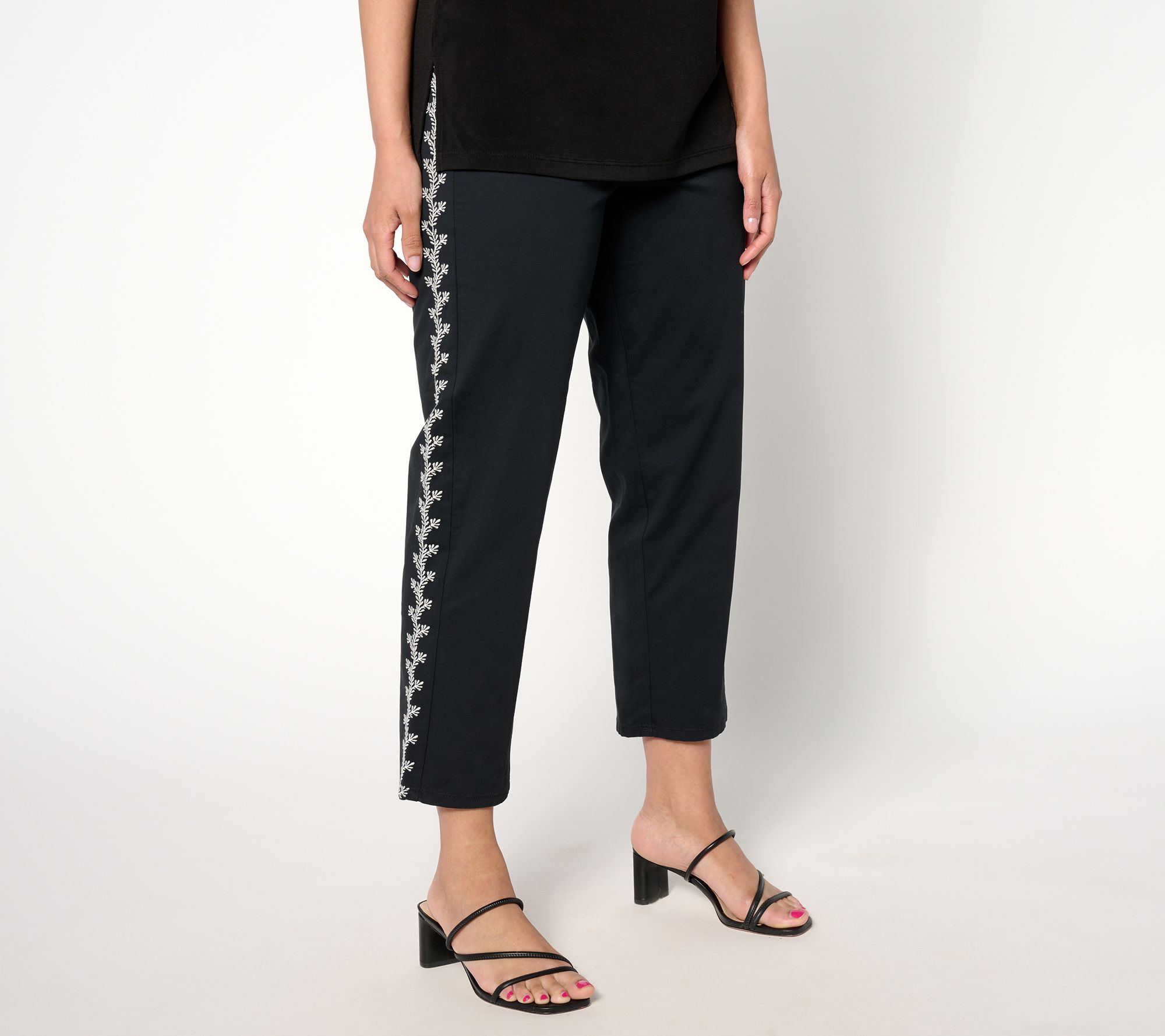 BEAUTIFUL by Lawrence Zarian Regular Stretch Twill Pant w/ Embroidery