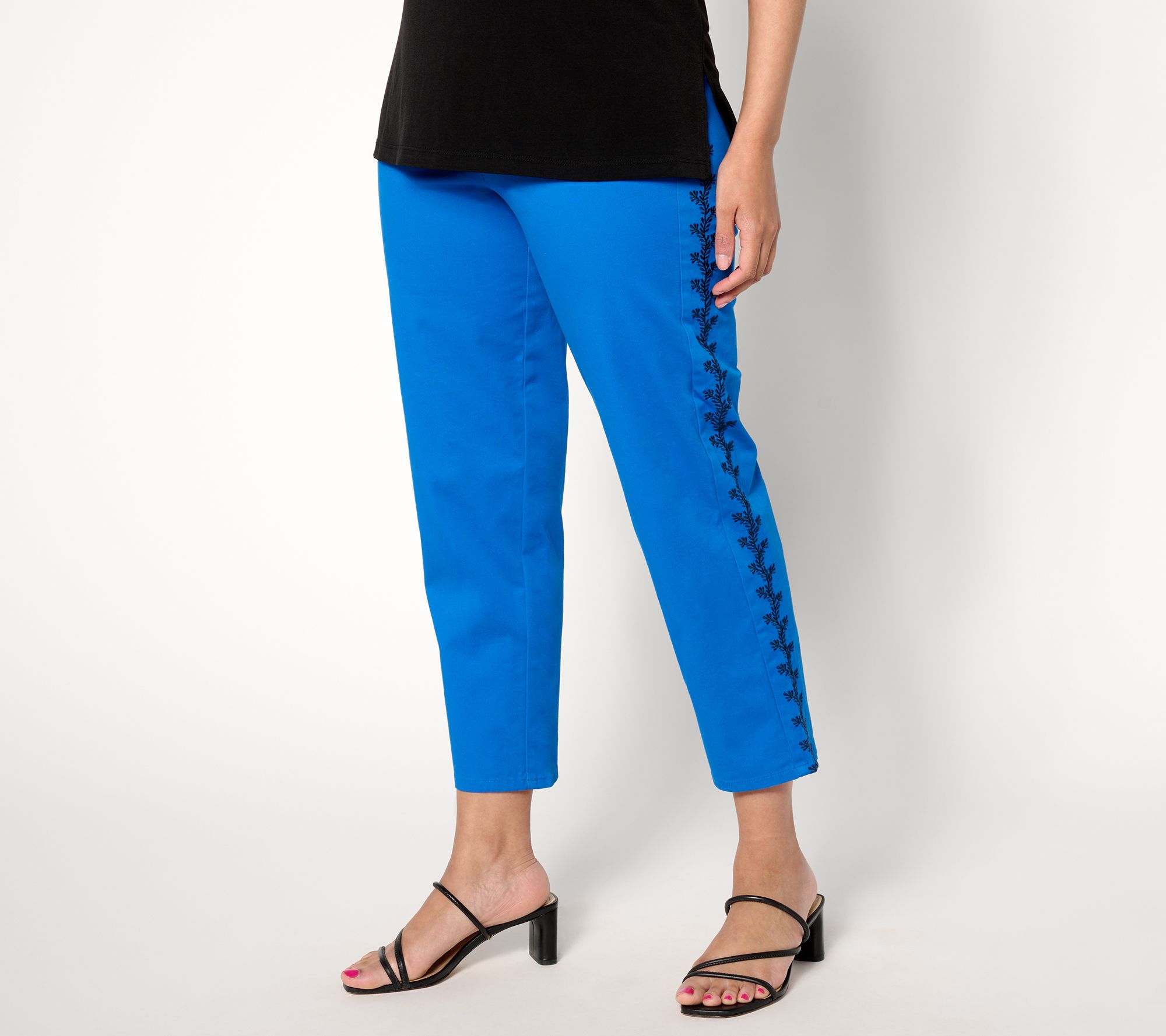 BEAUTIFUL by Lawrence Zarian Regular Stretch Twill Pant w/ Embroidery