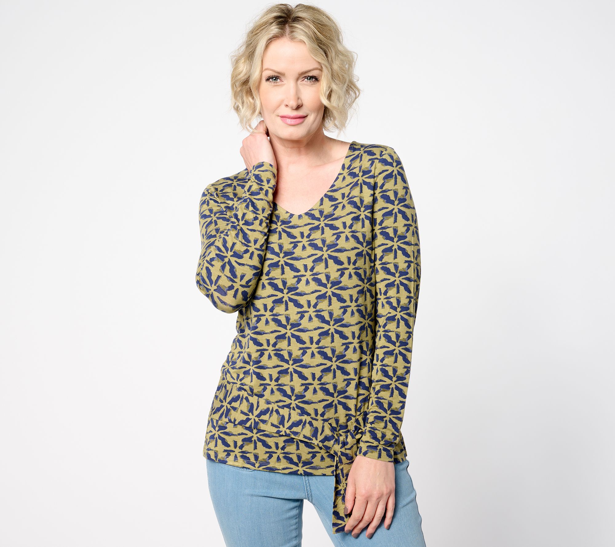 Belle by Kim Gravel Rayon Spandex Think Ink Side Tie Top