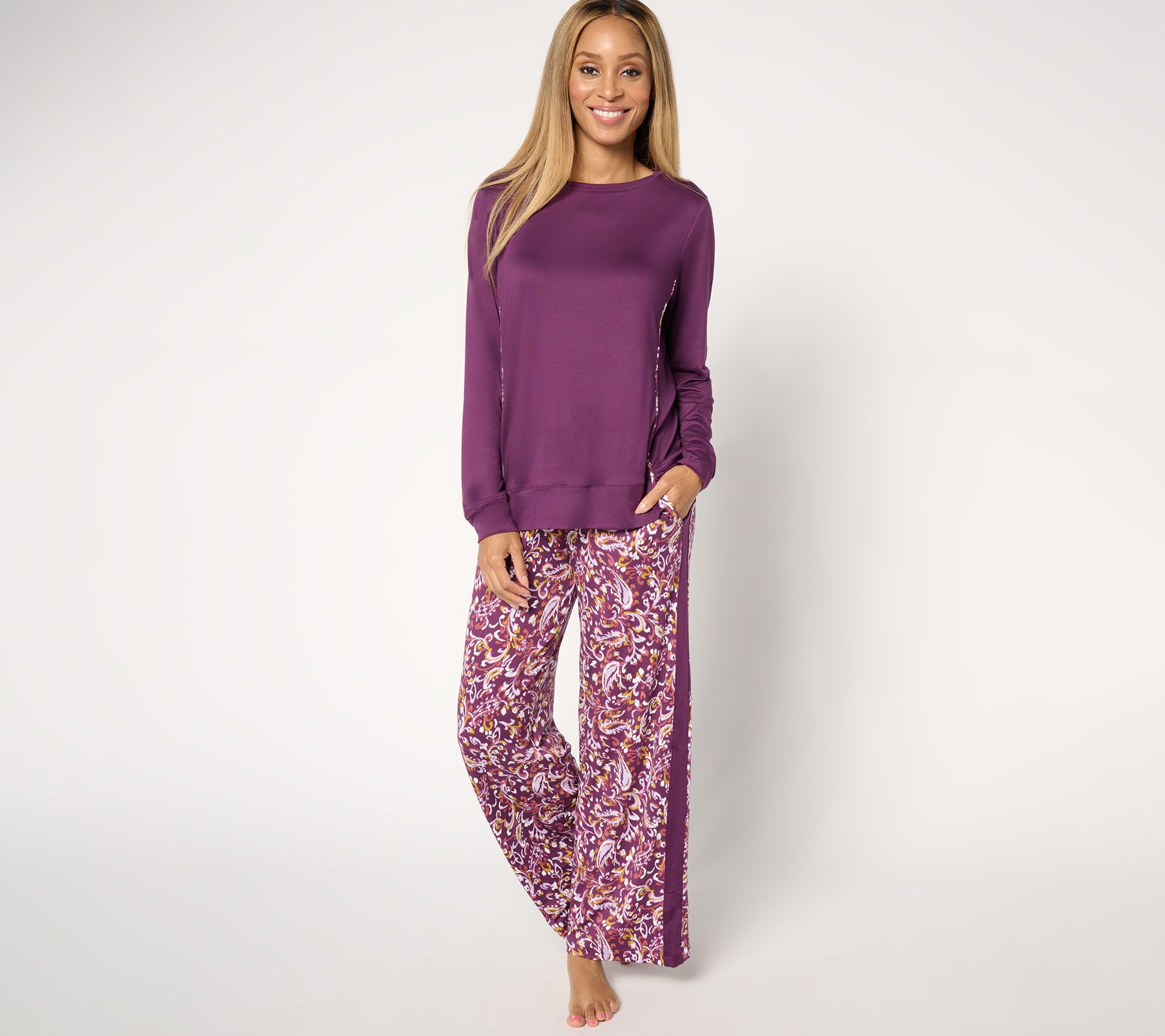 Carole Hochman Feathersoft Wide Leg Lounge Set QVC