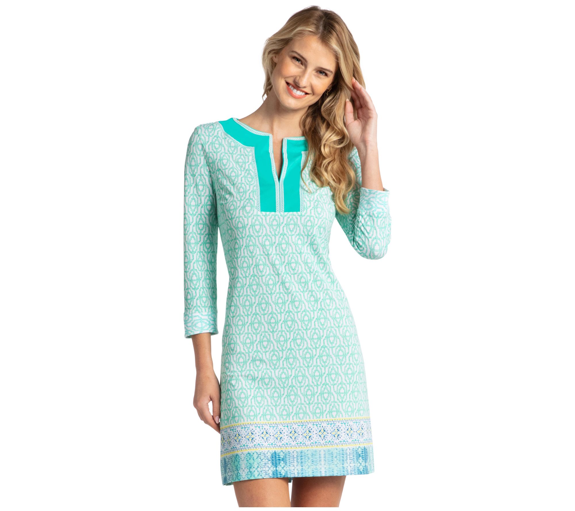 Cabana Life 3/4 Sleeve Tunic Dress UPF 50