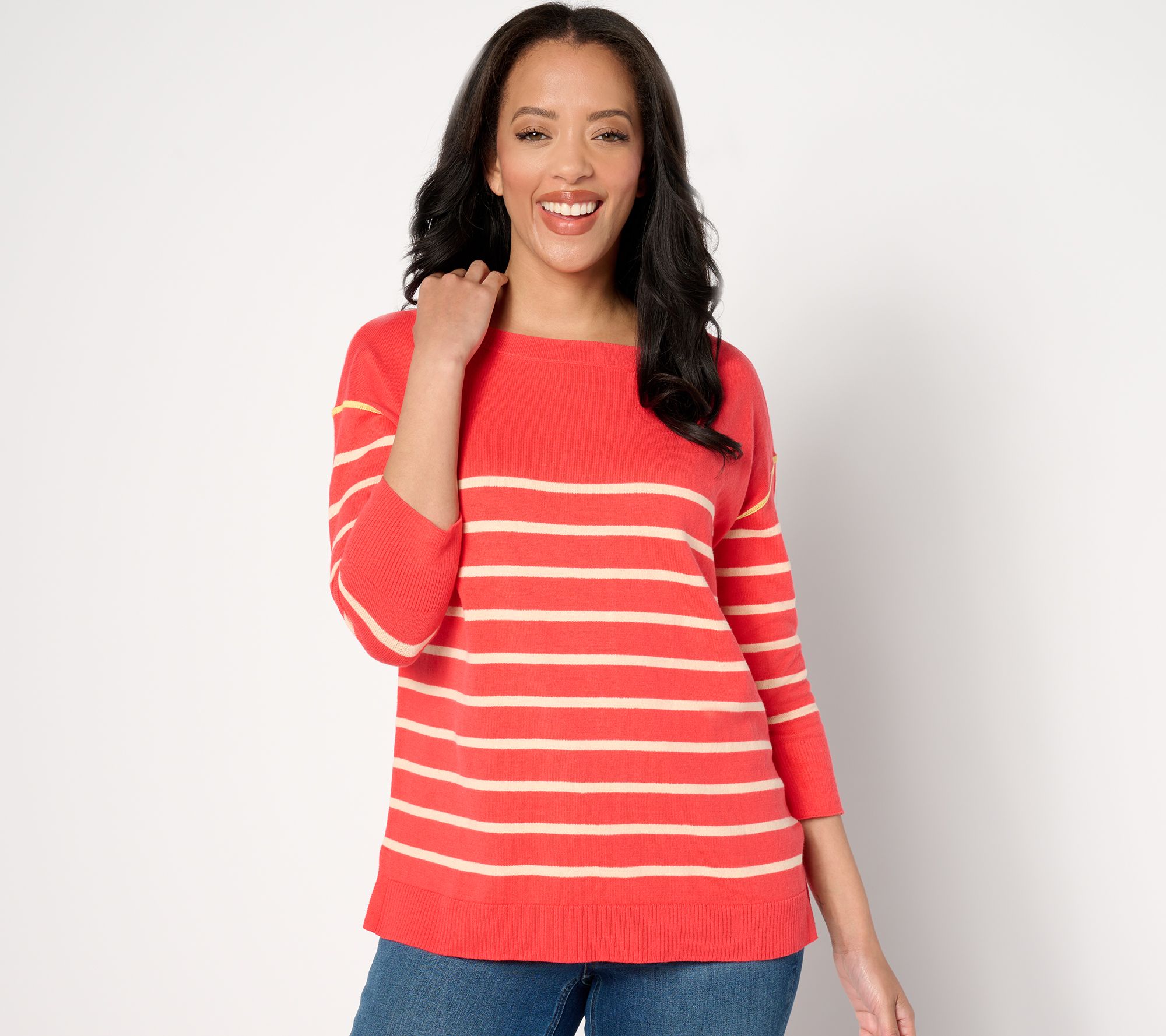 "As Is" zuda Fine Gauge Cotton 3/4 Sleeve Cardigan