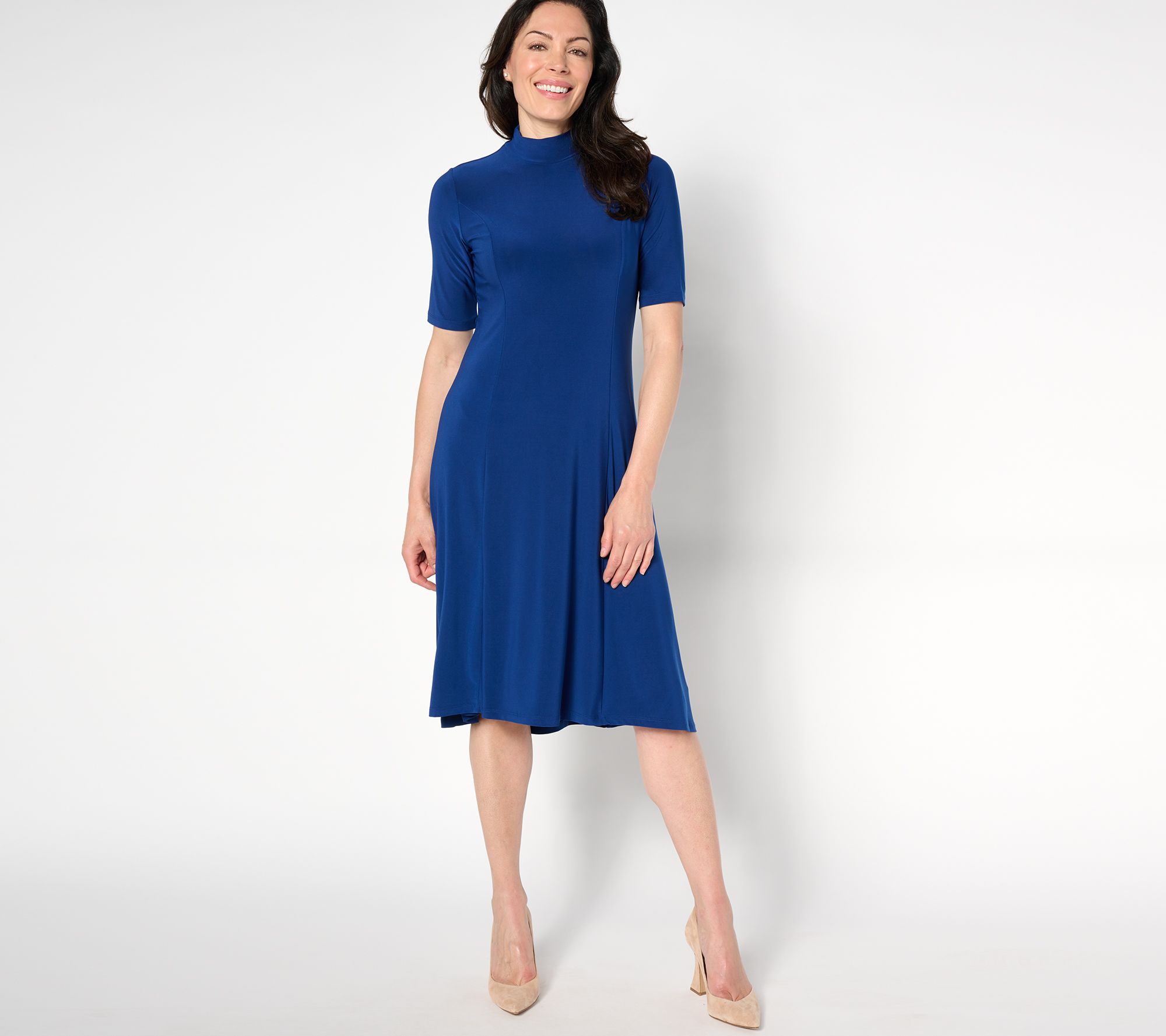 Dennis Basso Petite Italia Knit Dress with Elbow Sleeves