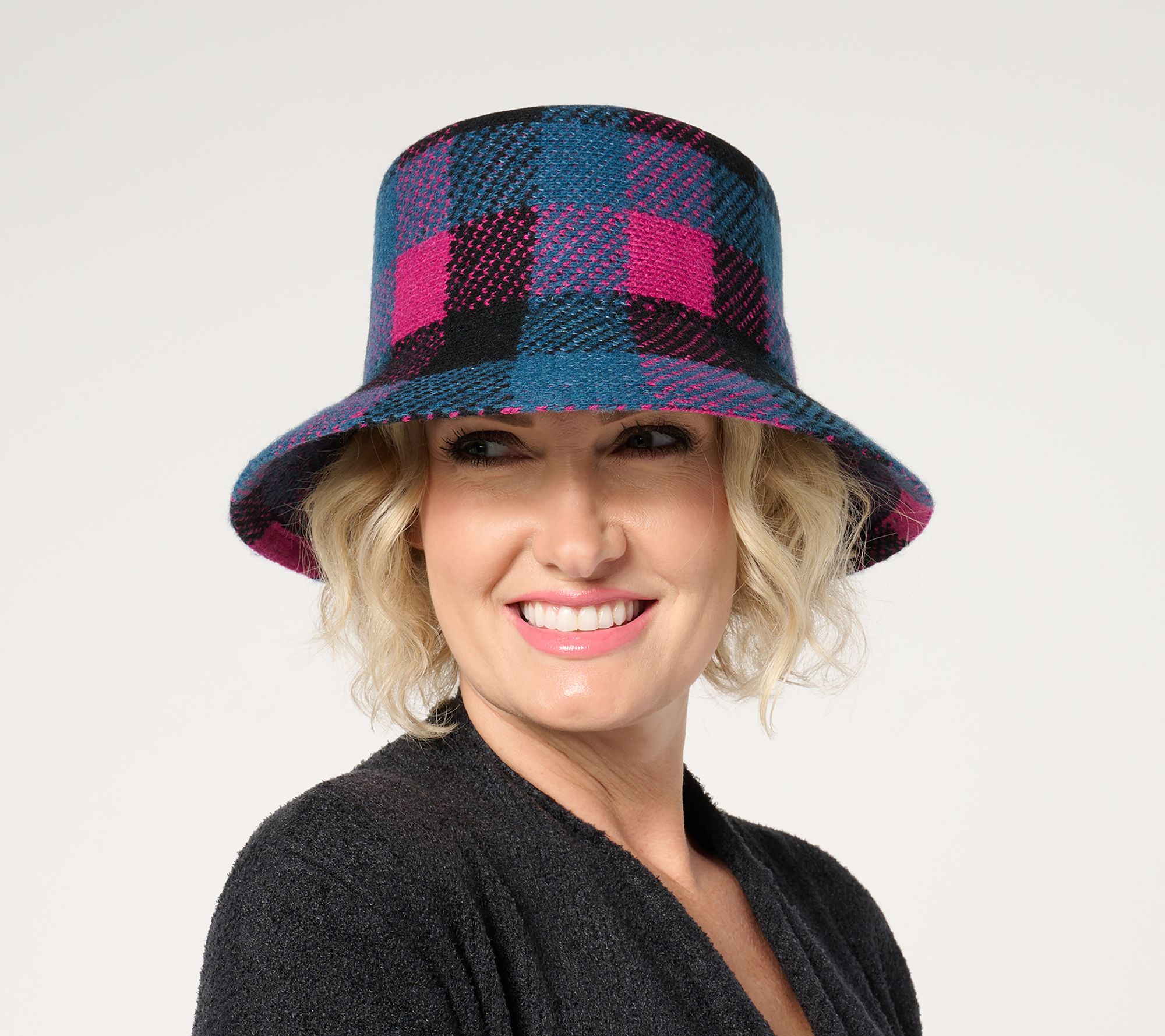 San Diego Hat Co. Dixieland Wool Blend Plaid Bucket Hat