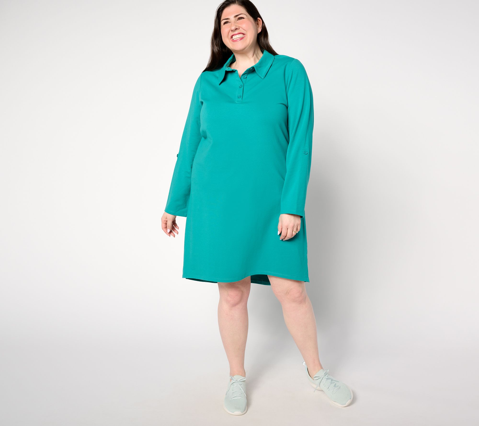 "As Is" Sport Savvy Petite Roll Sleeve Henley Polo Dress