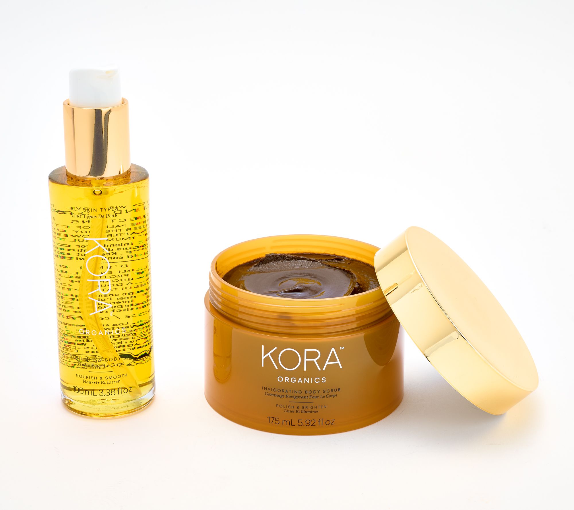 KORA Organics Turmeric Body Scrub & Noni GlowBody Oil 2Pc