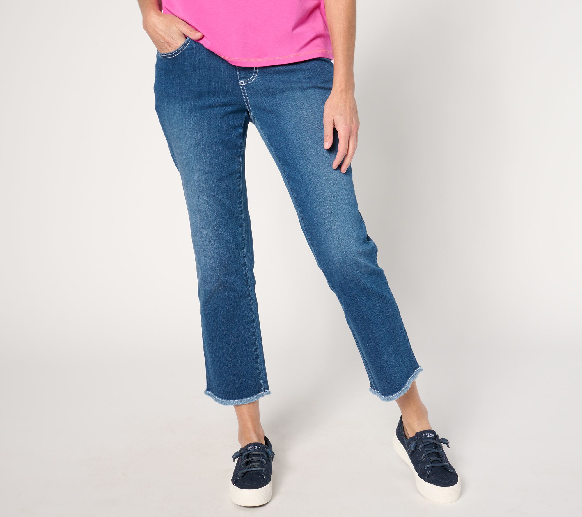 Belle by Kim Gravel Petite TripleLuxe Denim Sailor Crop Pants