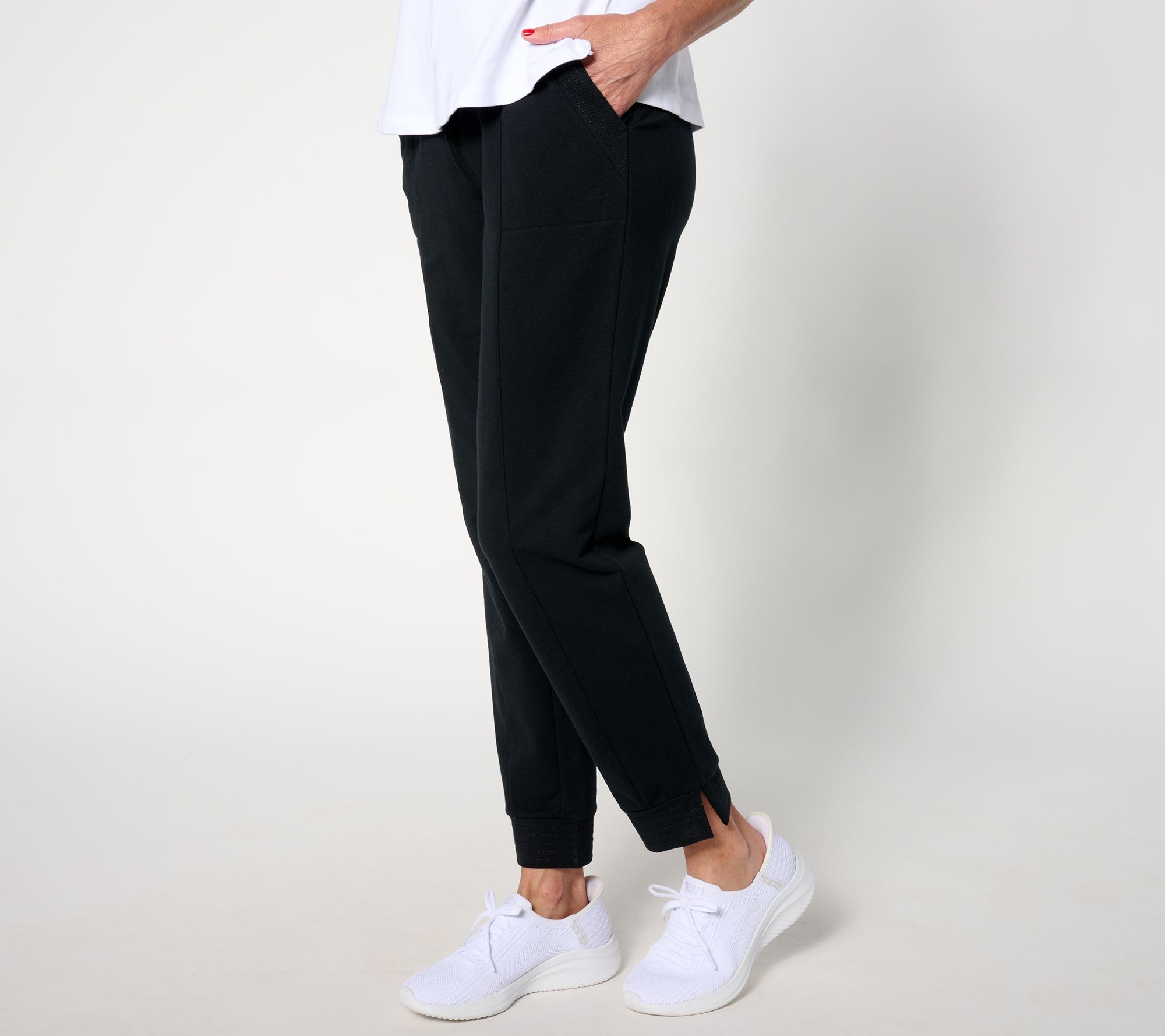 "As Is" Denim & Co Active Petite French Terry Slim Straight Pant