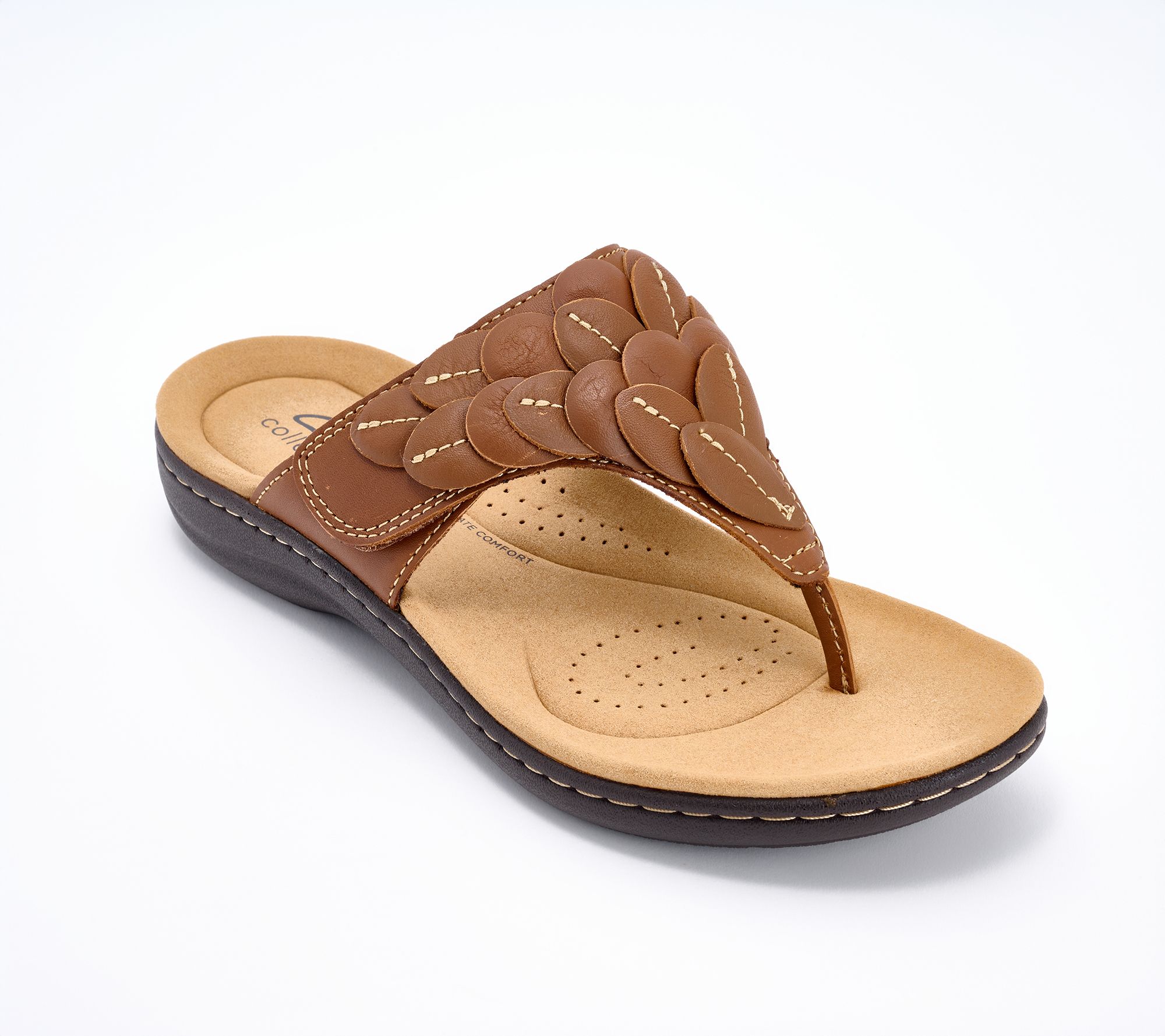 Clarks Collection Leather Thong Sandals -Laurieann Palm