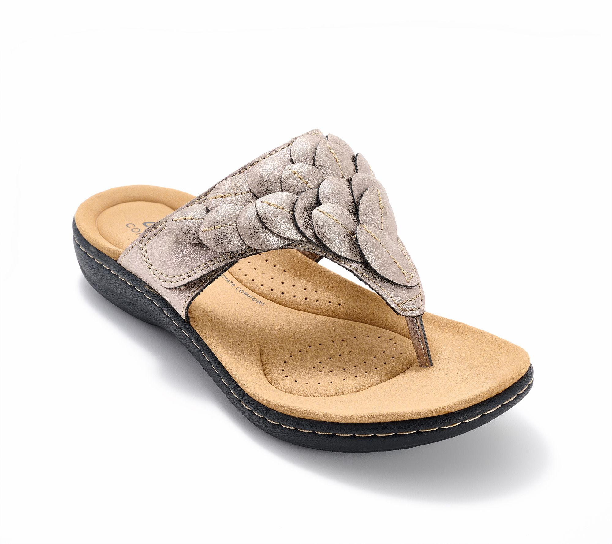 Clarks Collection Leather Thong Sandals -Laurieann Palm