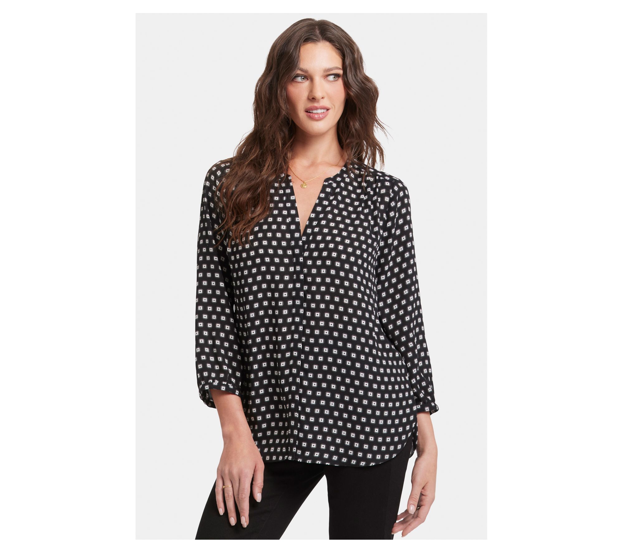 NYDJ 3/4 Sleeve Pintuck Blouse