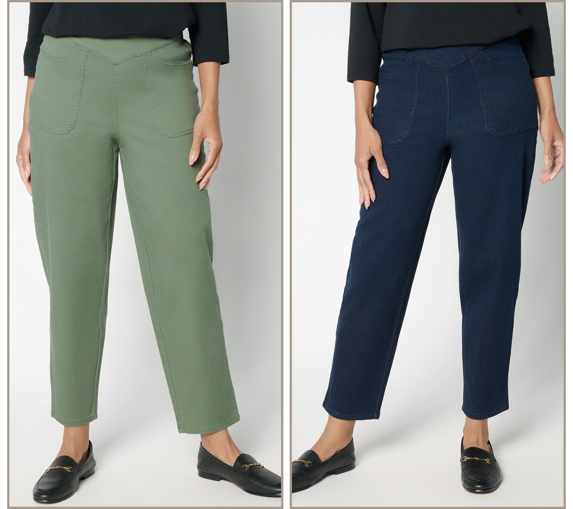 Denim & Co. Regular "How Timeless" Ankle & Full Length Pant Set