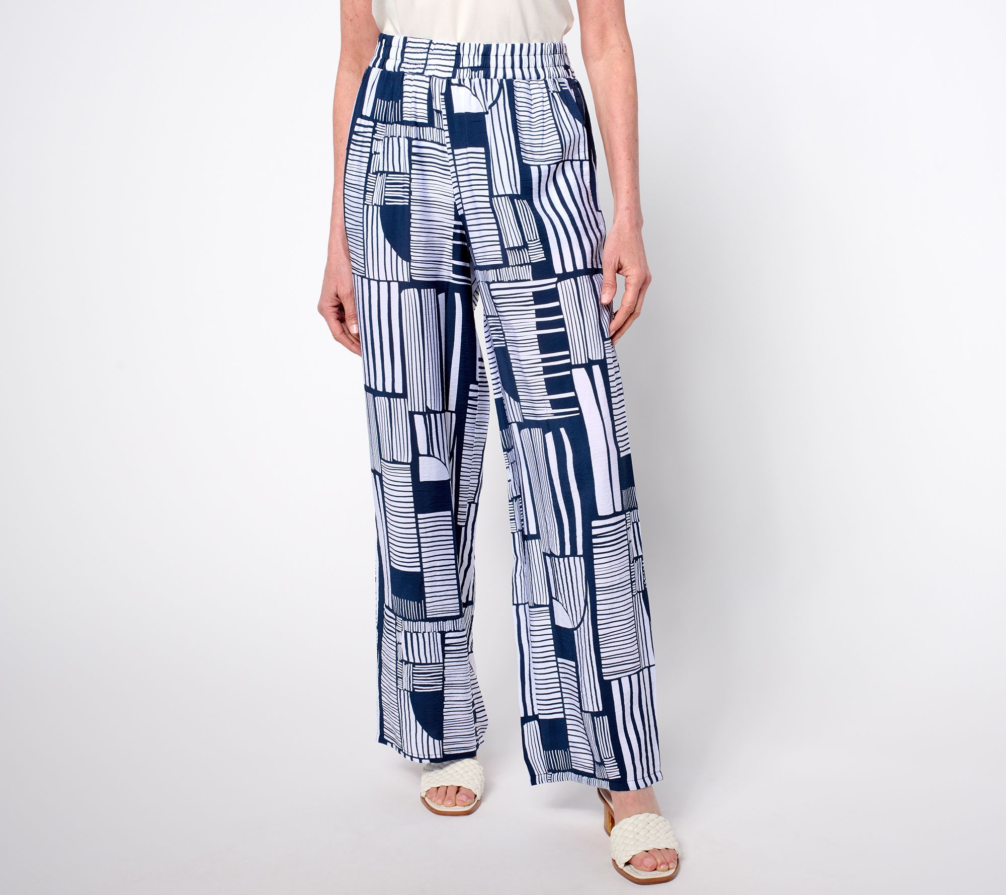 Susan Graver Weekend Petite Printed Dolce Woven Wide-Leg Pants