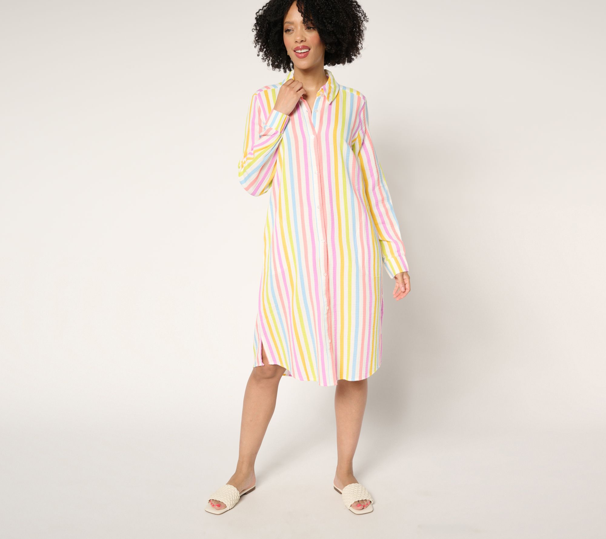 Denim & Co. Adaptive Beach Cotton Gauze Dress Cover-Up