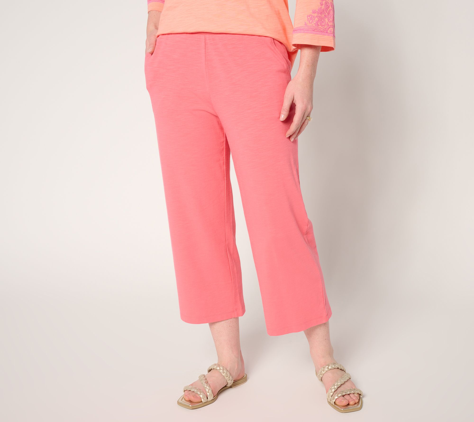 Belle by Kim Gravel Petite Cape Cod Slub Knit Cropped Pant