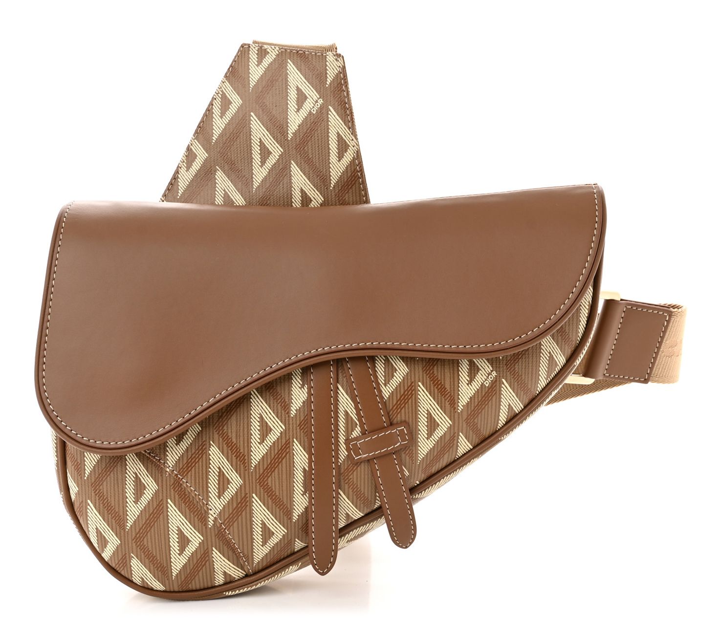 Pre-Owned Dior CD Diamond Printed Canvas Saddle Bag Brown