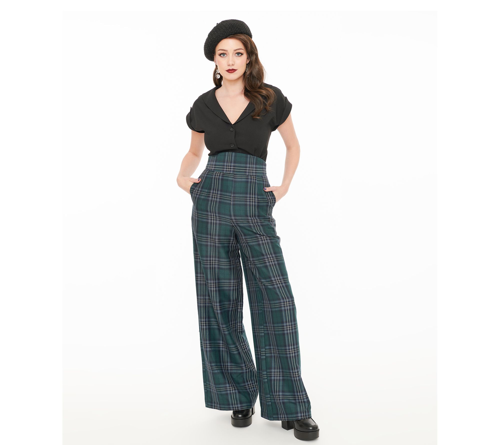 Unique Vintage 1940s Plaid High Waist Pants