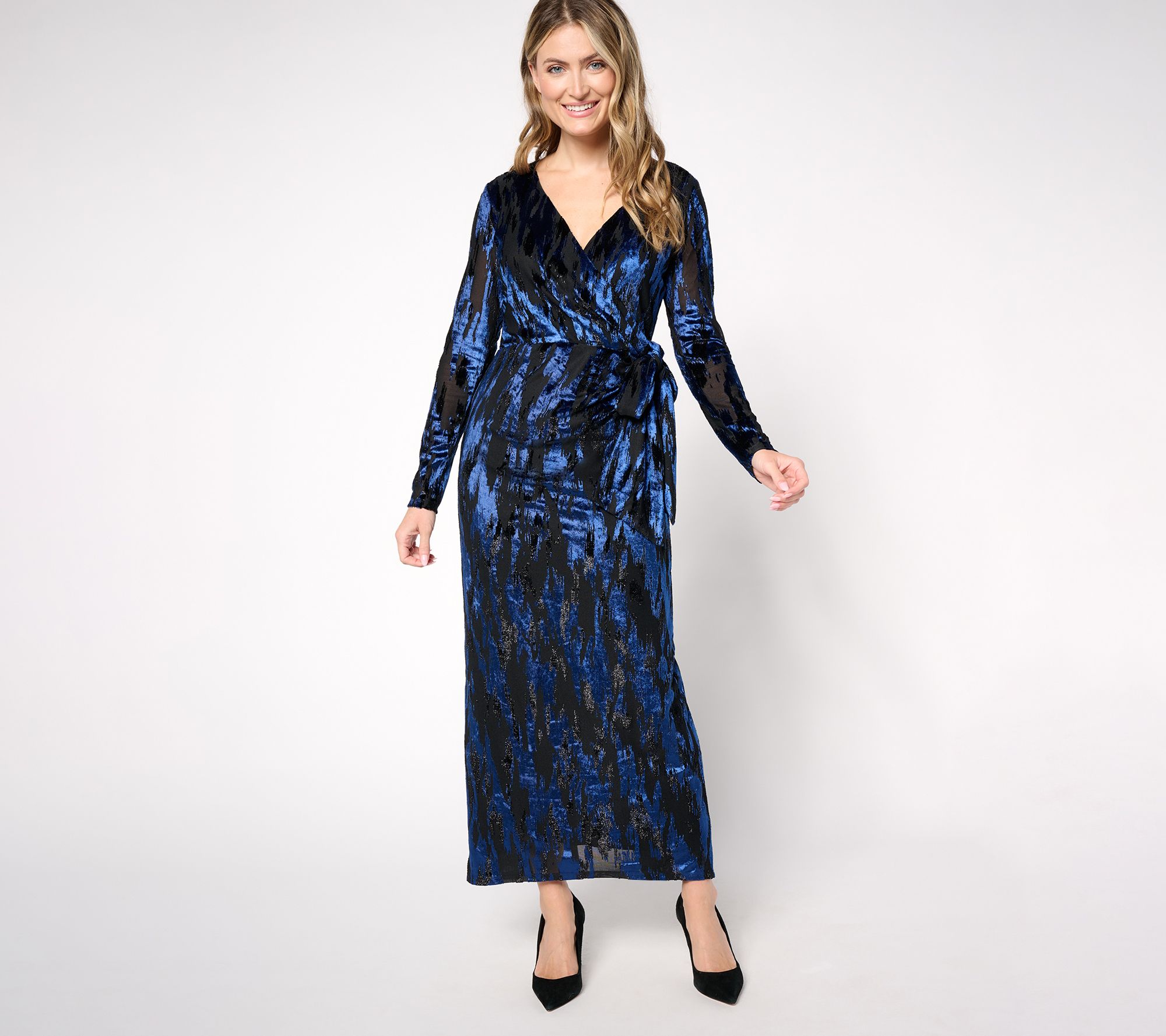 "As Is" Dennis Basso Regular Stretch Burnout Evening Gown