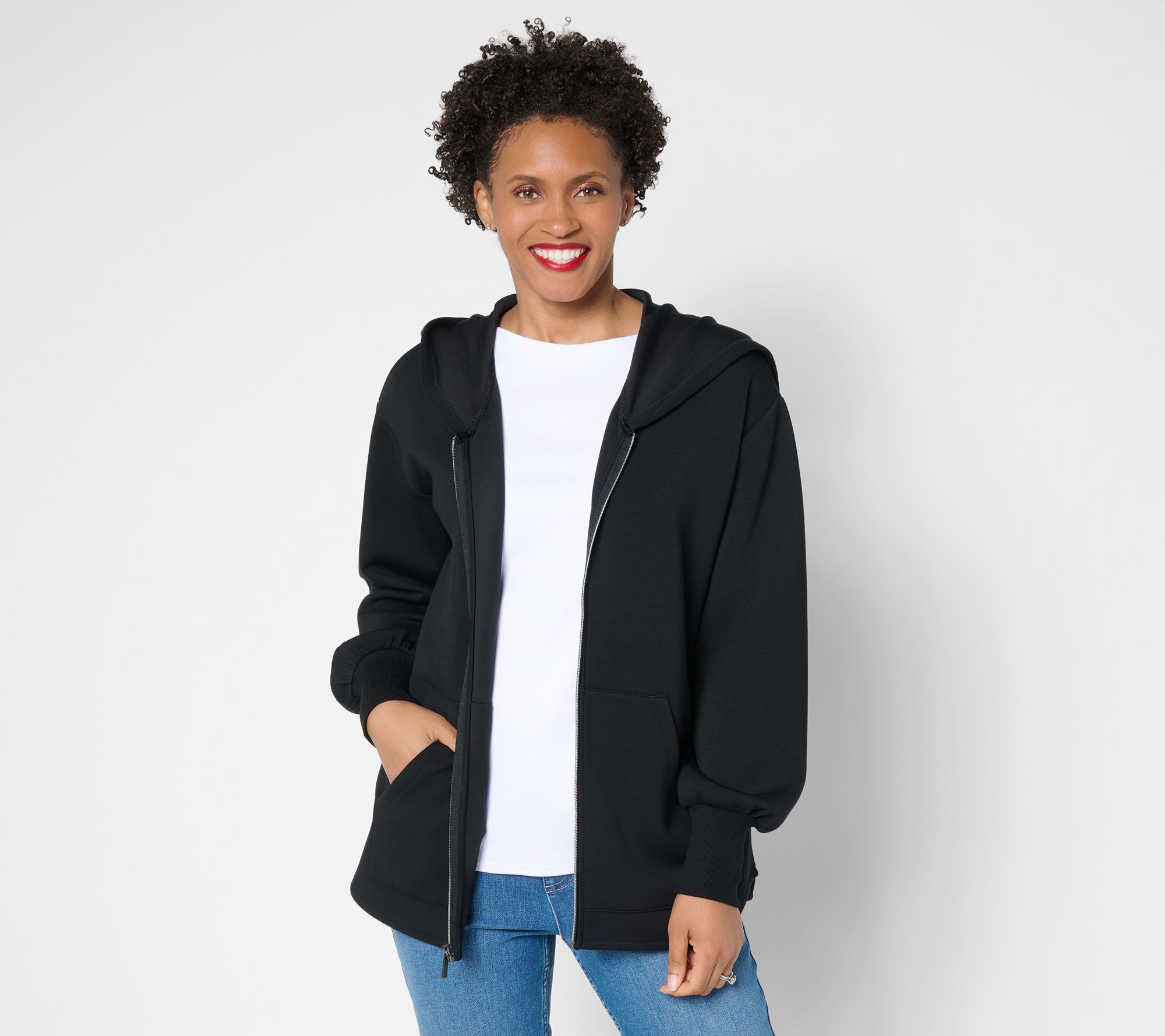 Martha Stewart Signature Comfort Stretch Zip Front Hoodie
