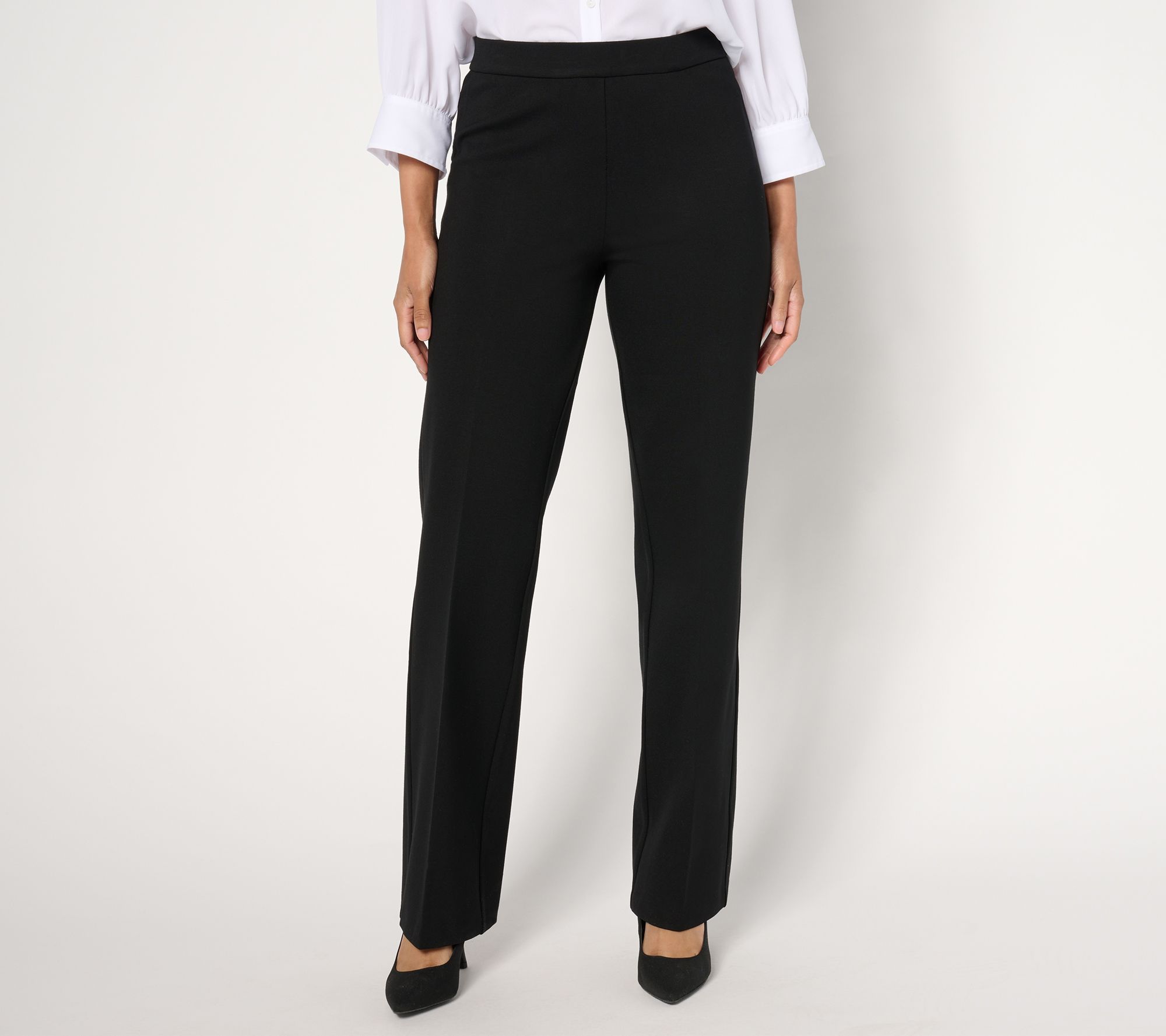 "As Is" Dennis Basso Petite Ponte Knit Boot Cut Pants
