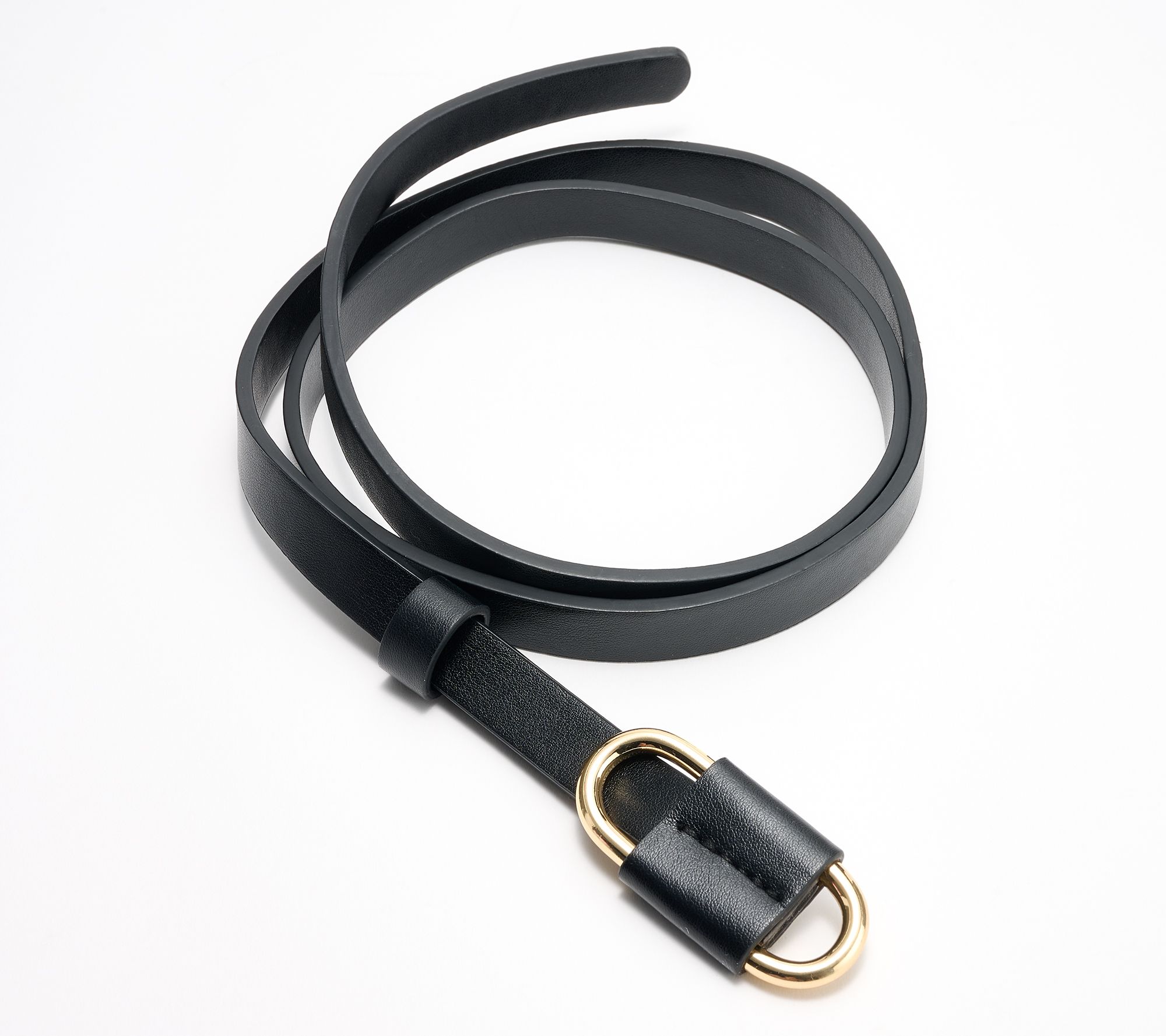 "As Is" Susan Graver Faux Leather Belt with Pull through Buckle