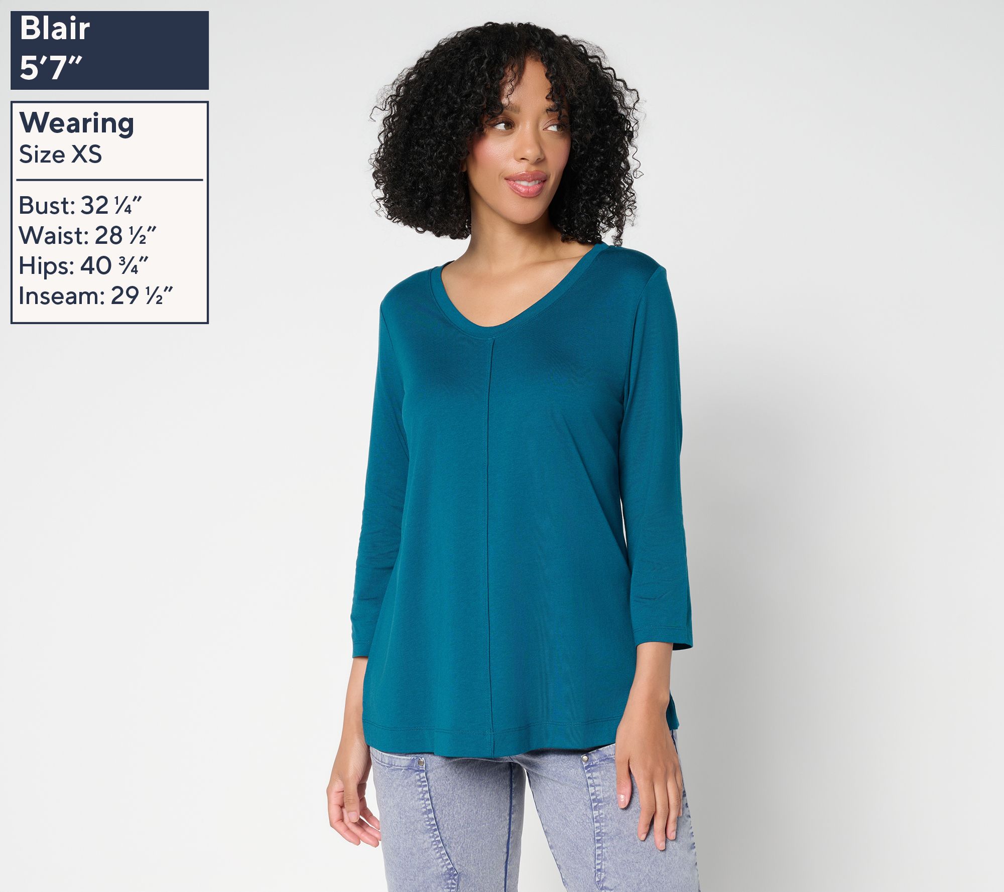 LOGO Principles by Lori Goldstein 3/4 Sleeve Knit Top - QVC.com
