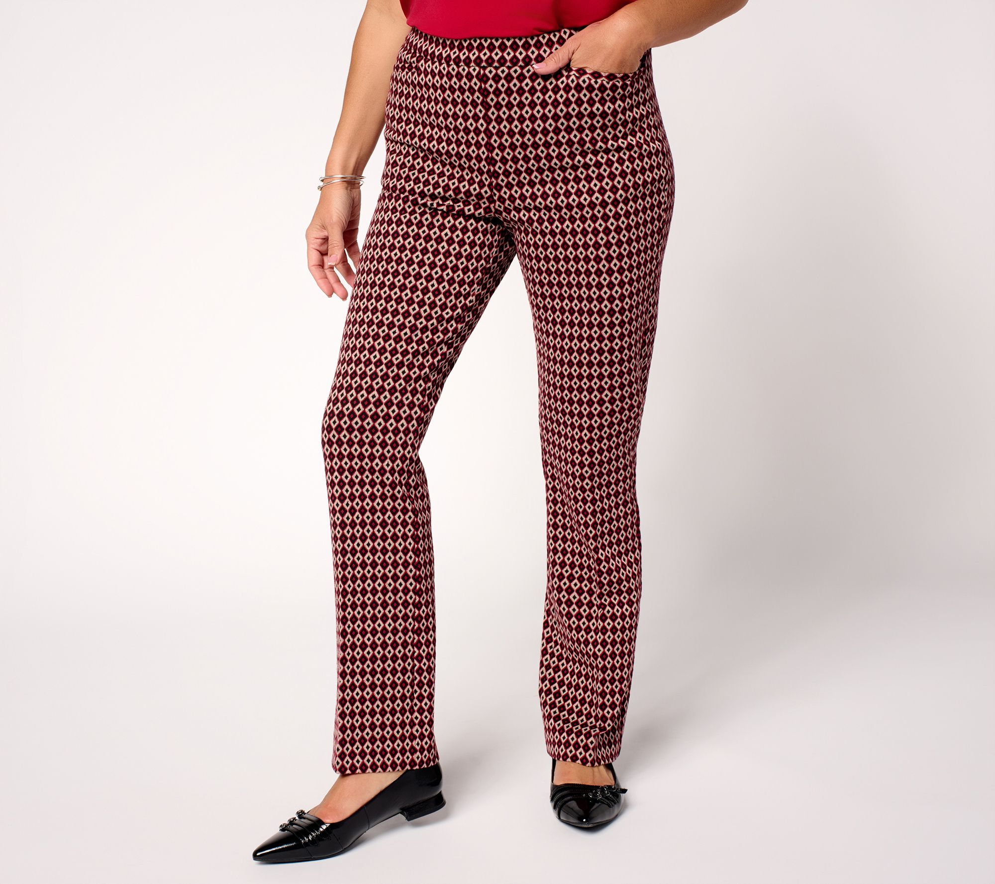 Susan Graver Regular Jacquard Knit Pull-On Boot-Cut Pants