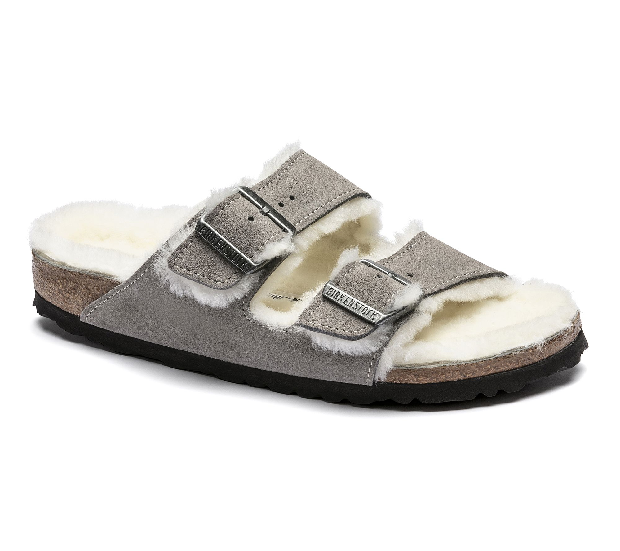 Birkenstock Shearling Two-Strap Slide Sandal - Arizona