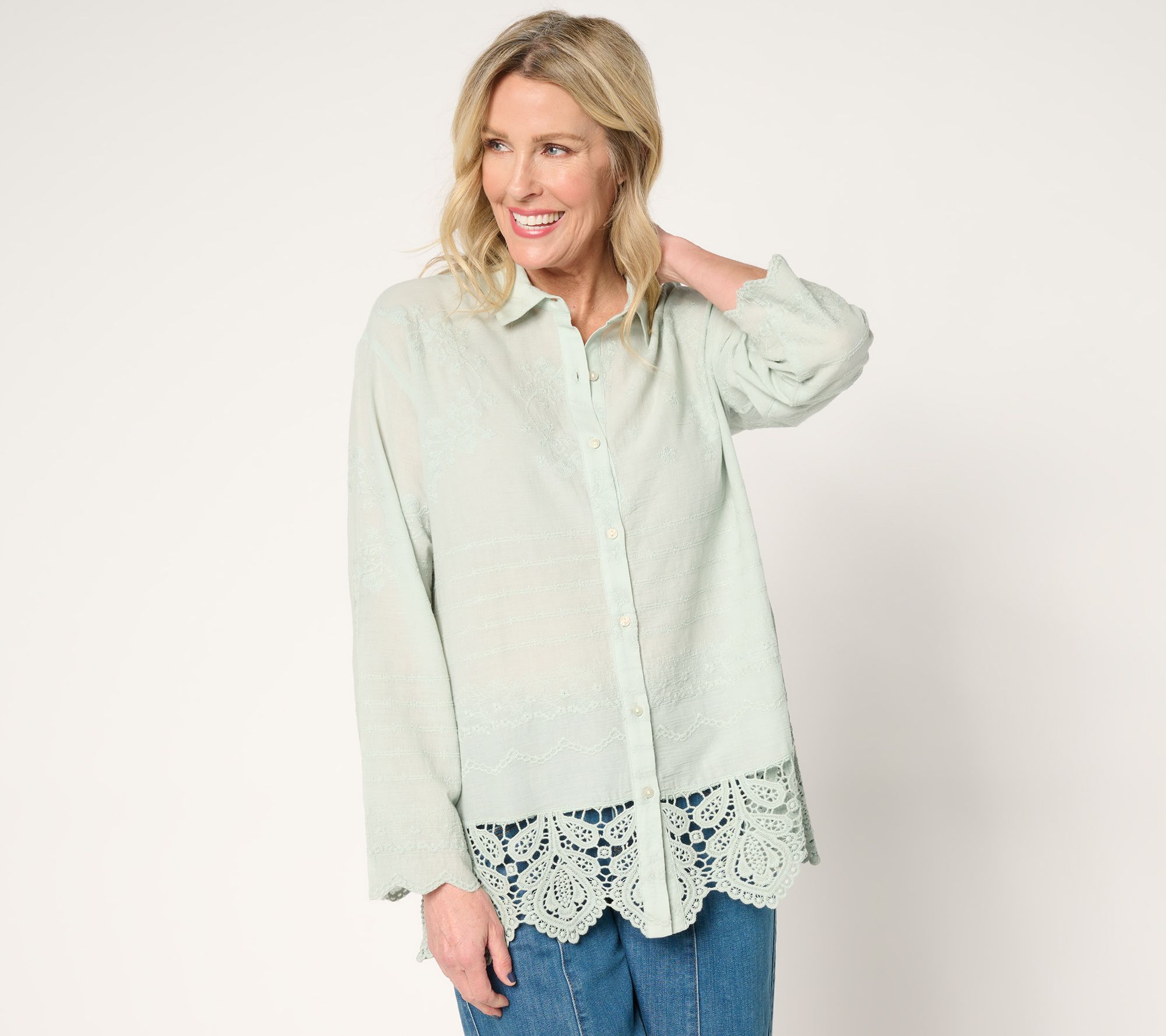 "As Is" LOGO Lavish by Lori Goldstein 100% Cotton Shirt