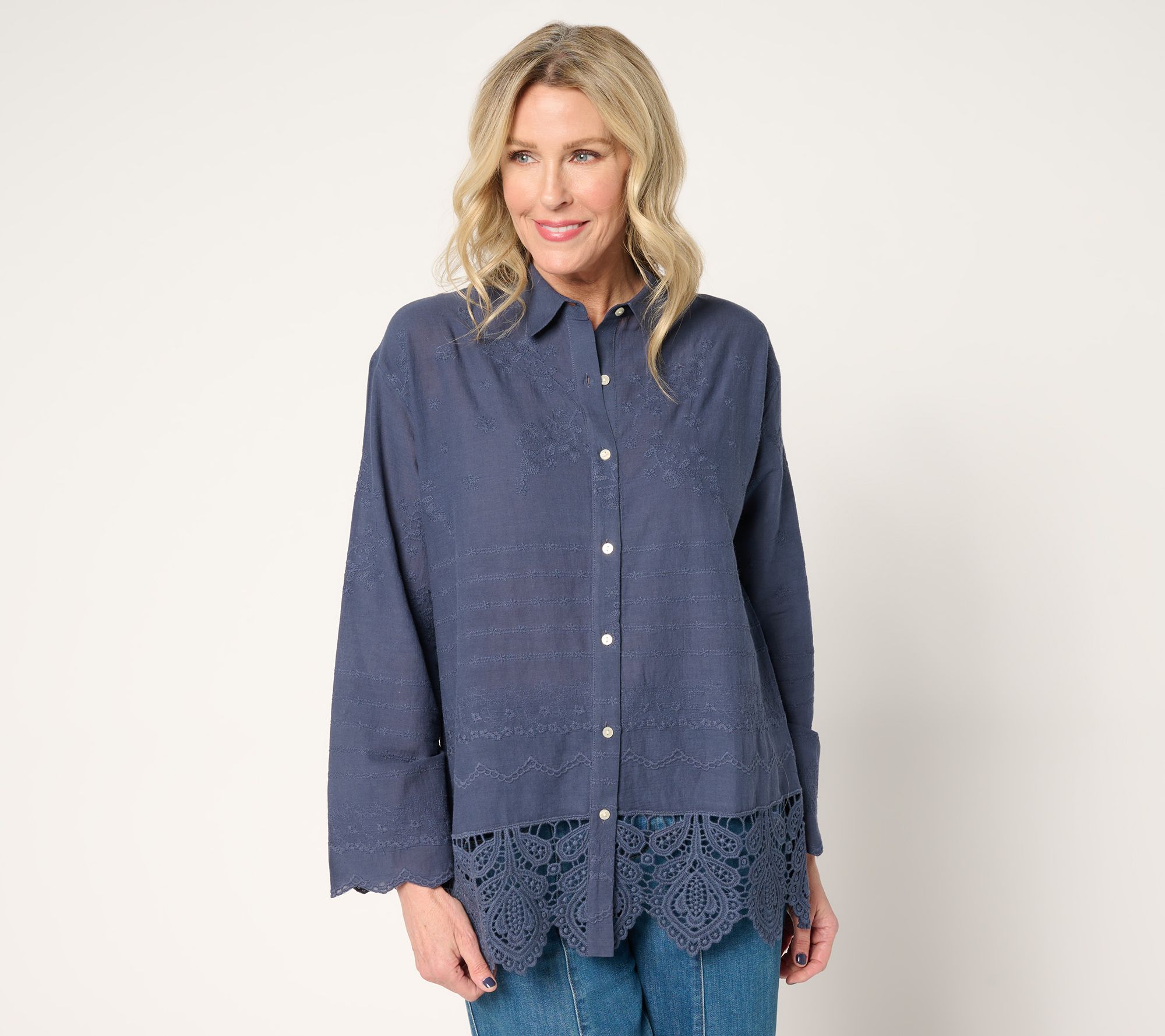 "As Is" LOGO Lavish by Lori Goldstein 100% Cotton Shirt