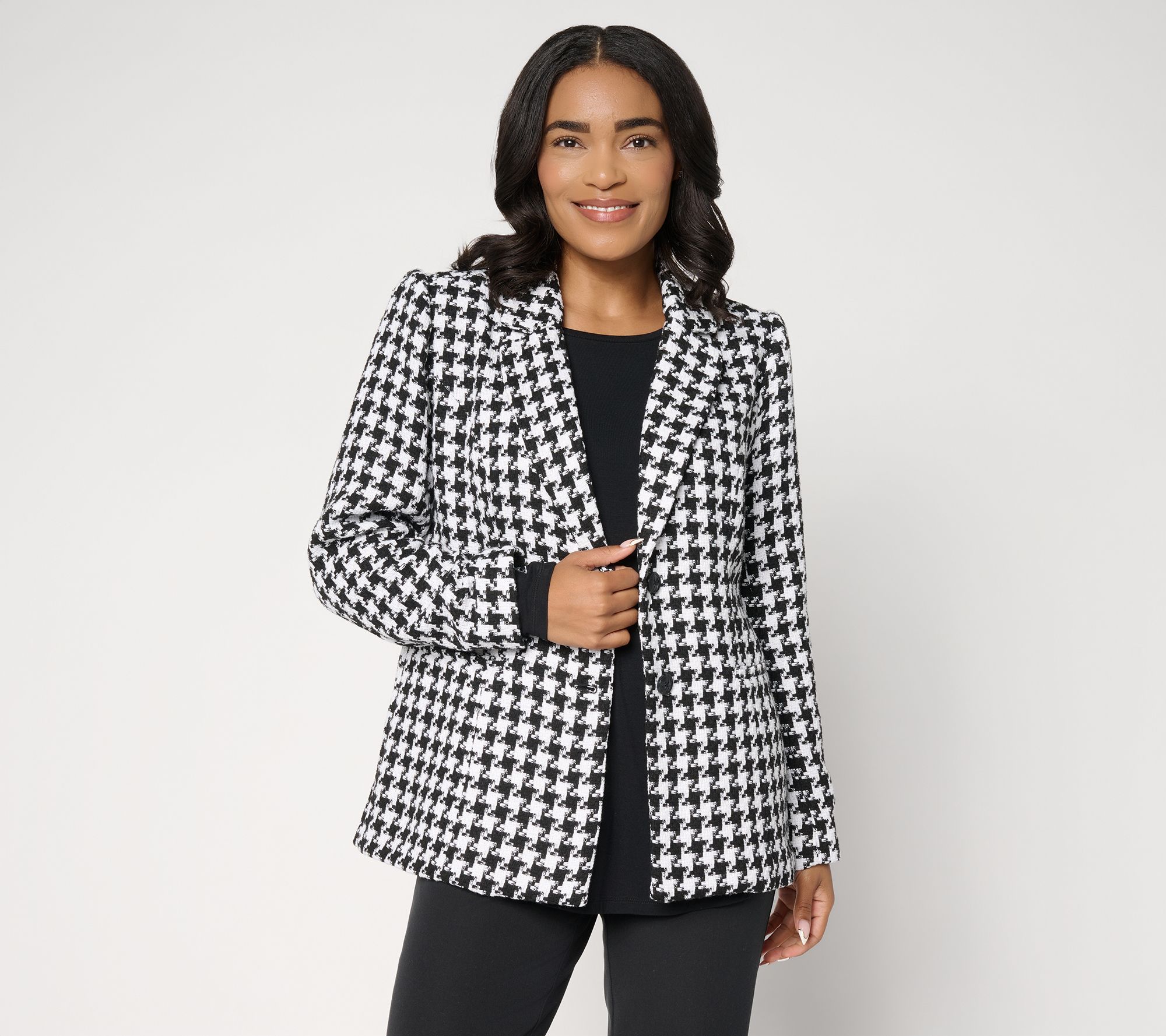 Joan Rivers Red Carpet Houndstooth Tweed Blazer